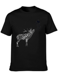 Deer Calligraphy T-Shirt - Artistic Animal Tee