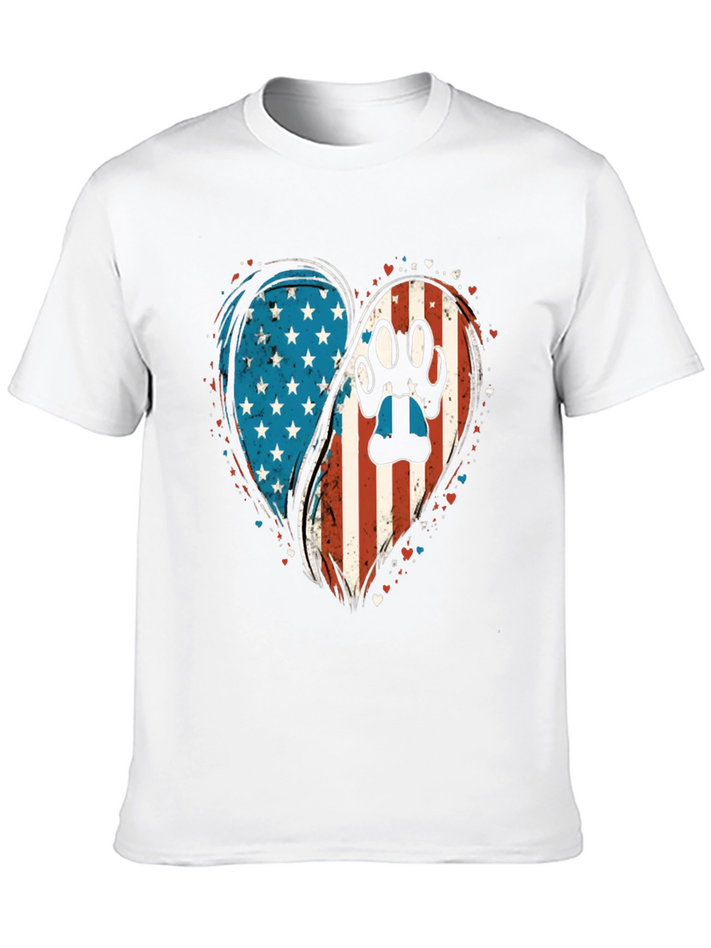Patriotic Paw Print Heart T-Shirt