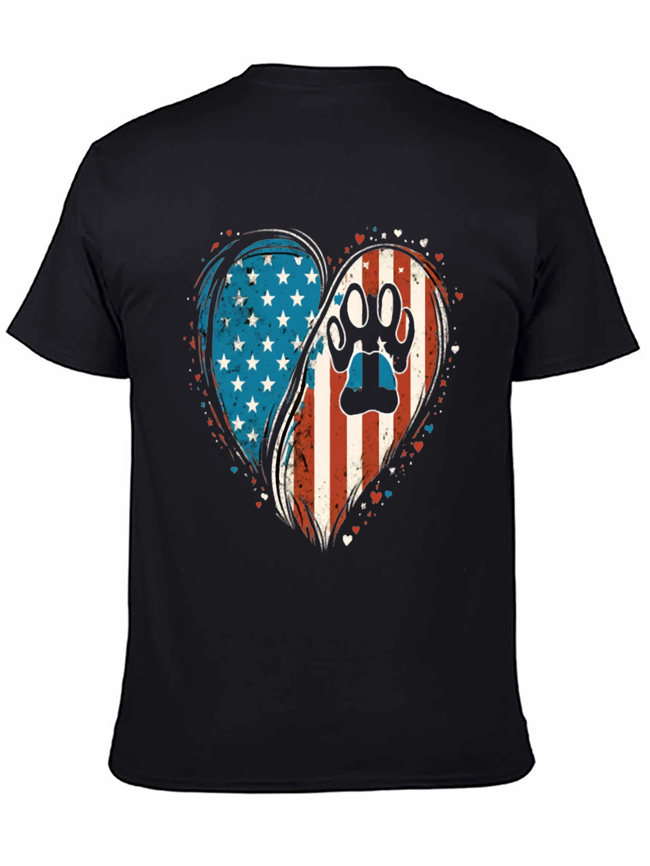 Patriotic Paw Print Heart T-Shirt