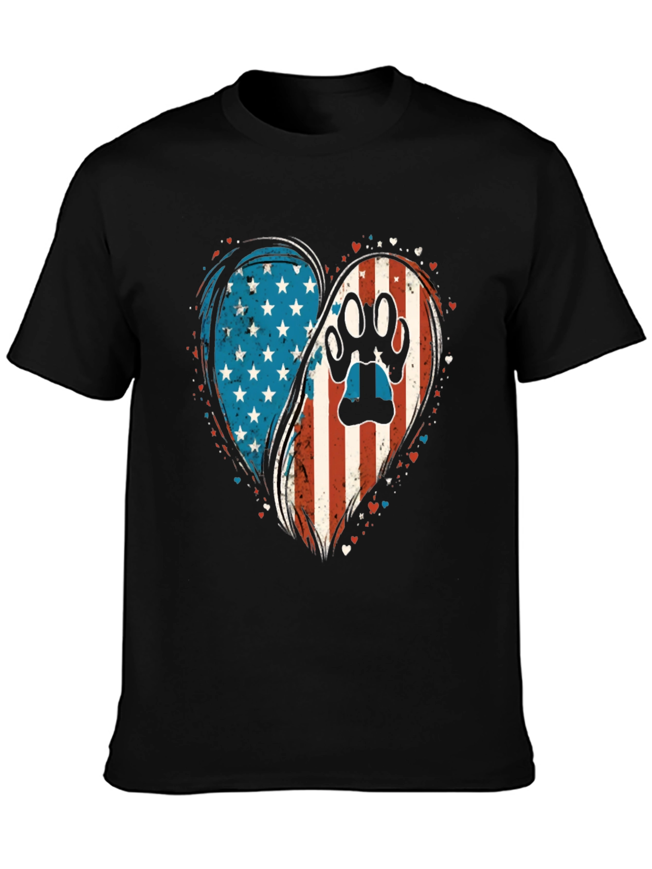 Patriotic Paw Print Heart T-Shirt