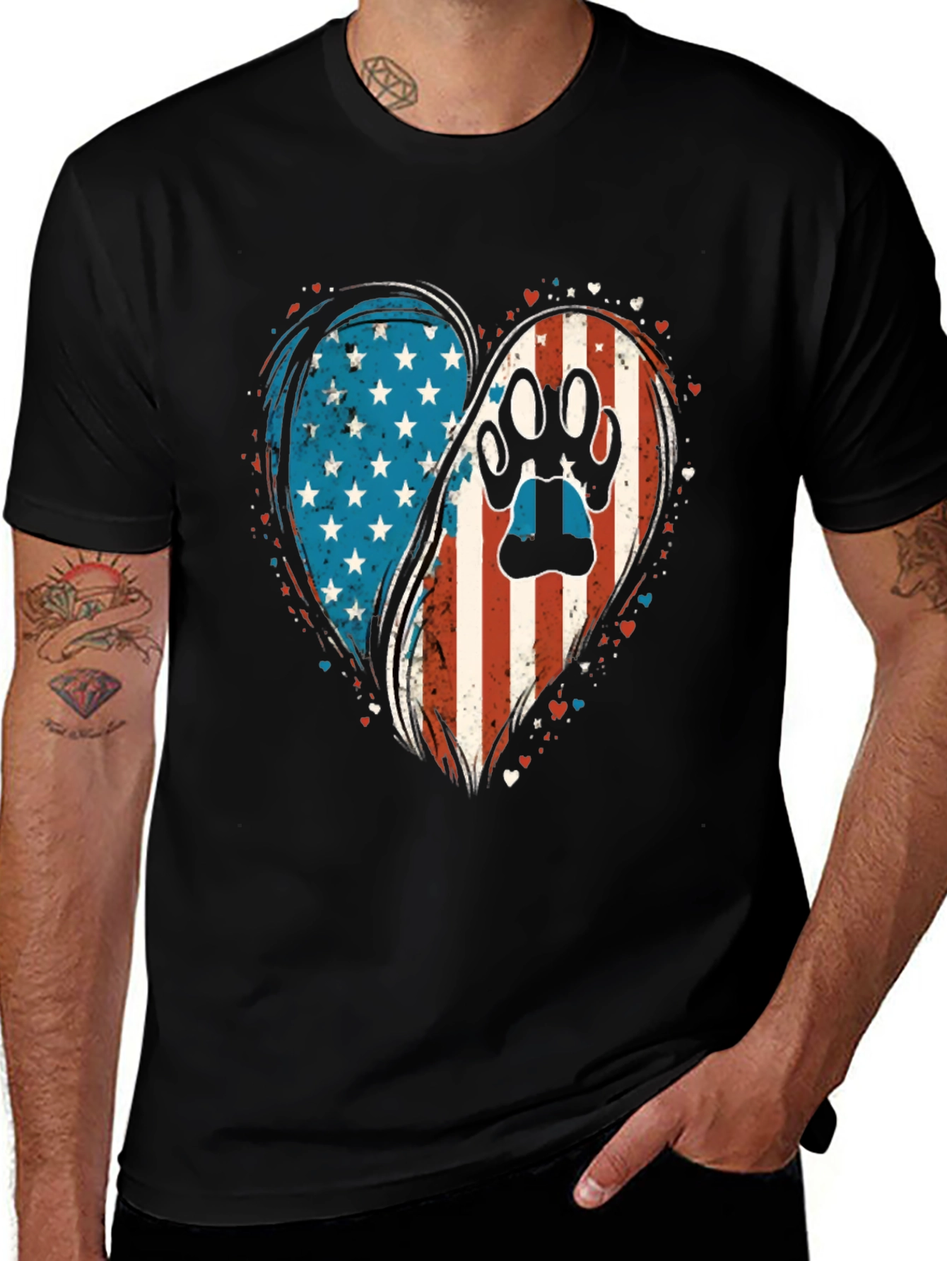 Patriotic Paw Print Heart T-Shirt