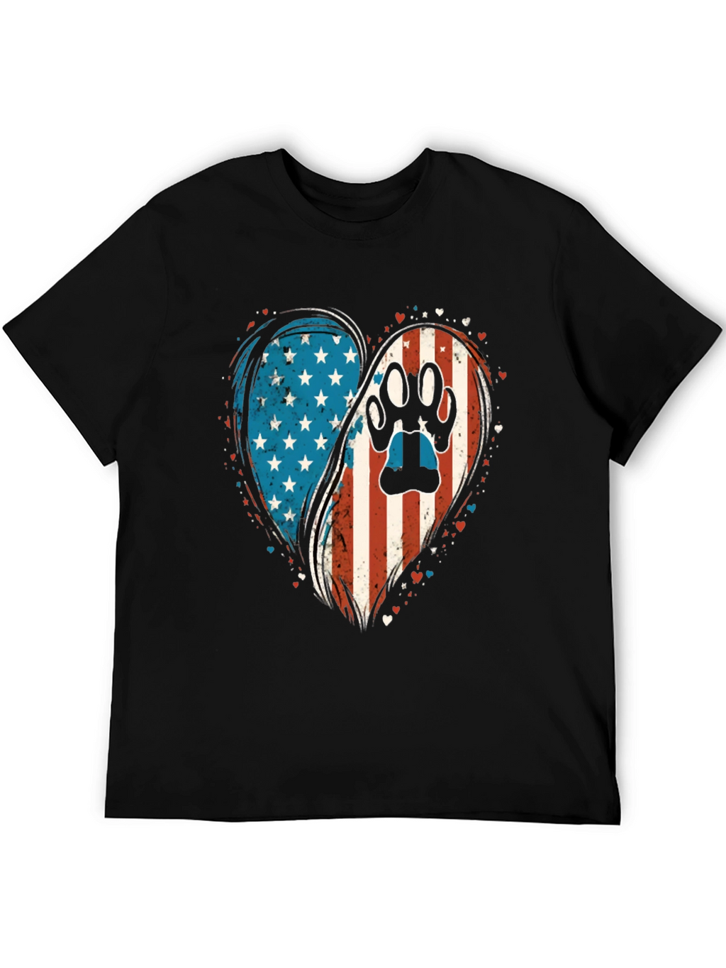 Patriotic Paw Print Heart T-Shirt