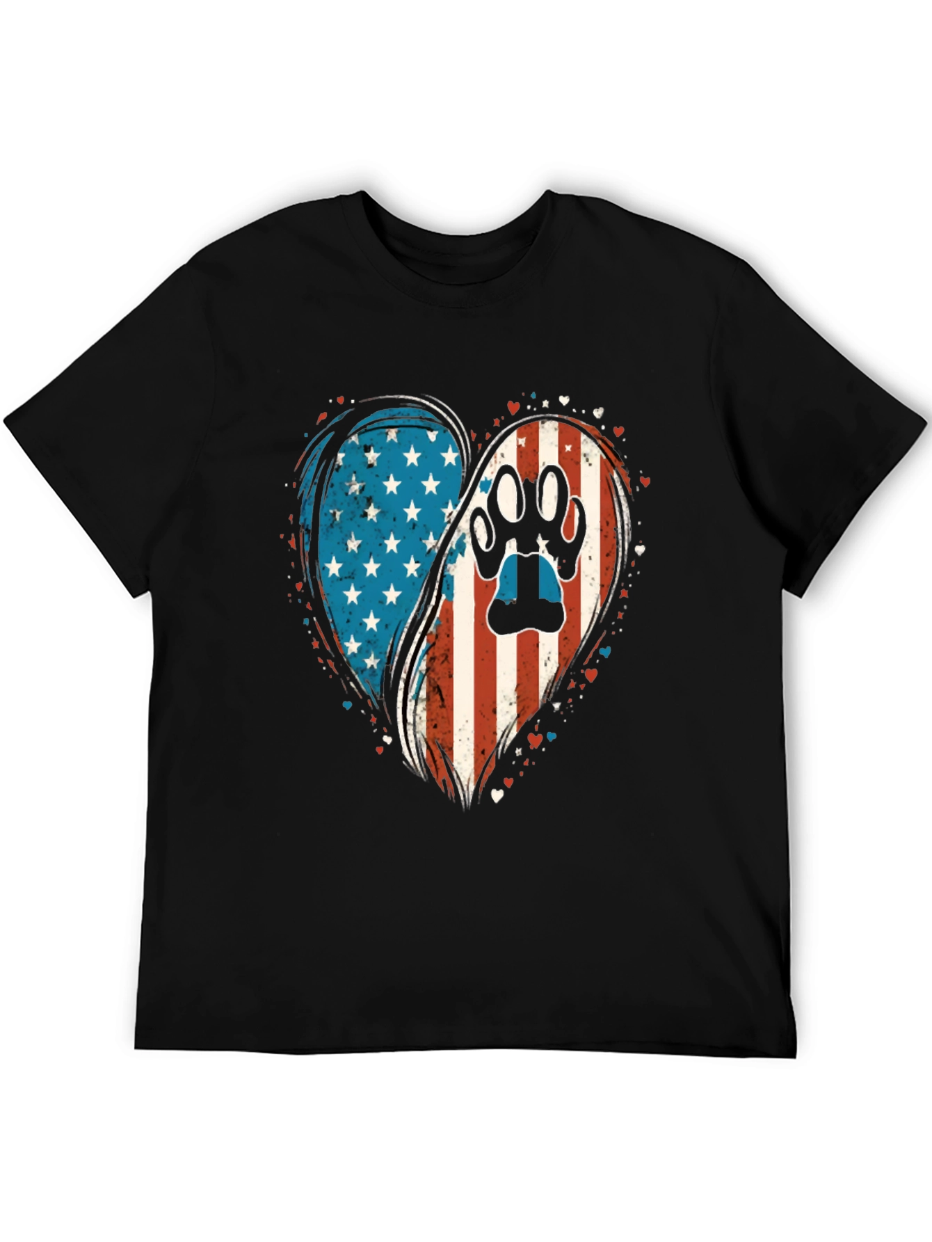 Patriotic Paw Print Heart T-Shirt