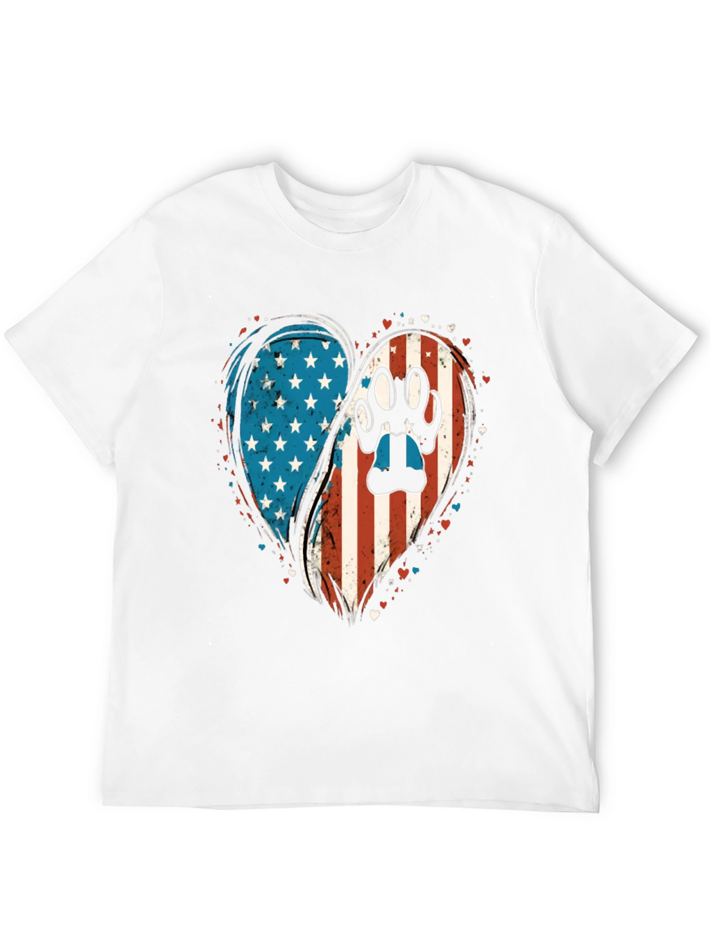 Patriotic Paw Print Heart T-Shirt