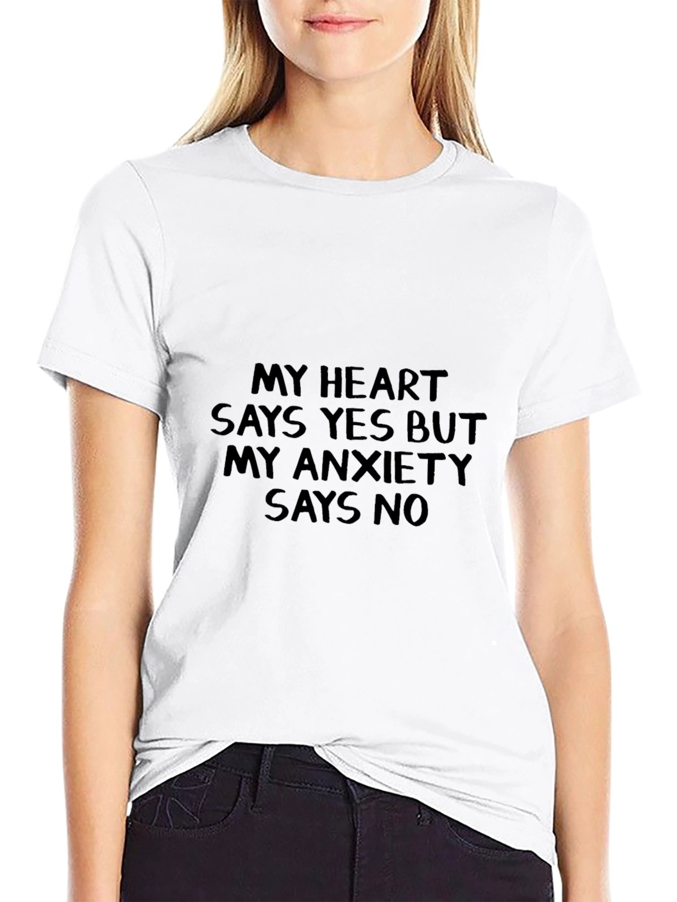 Anxiety Yes/No Black Graphic Tee
