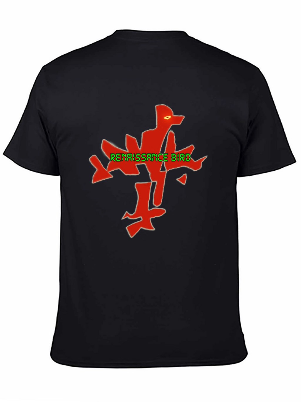 Renaissance Bird Graphic Tee - Black Cotton Blend