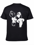Quirky Cartoon Graphic T-Shirt - Black Cotton Tee