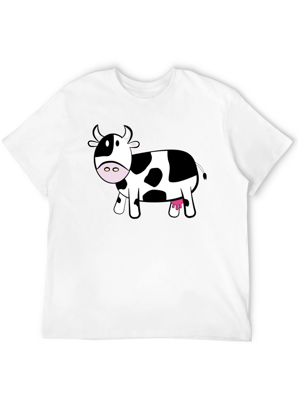 Cute Cow Graphic Tee - Black Cotton T-Shirt