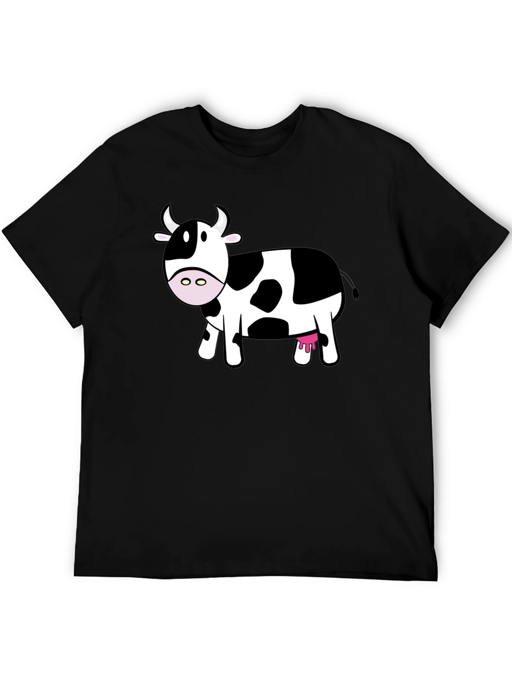 Cute Cow Graphic Tee - Black Cotton T-Shirt