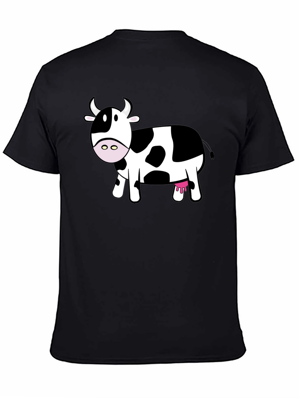 Cute Cow Graphic Tee - Black Cotton T-Shirt