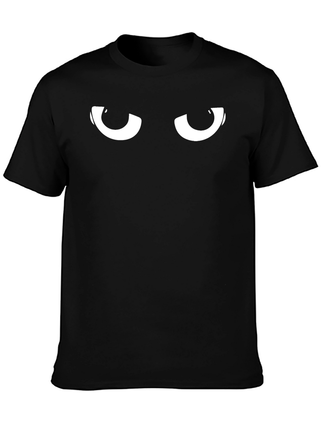 Mens Black T-Shirt with Cartoon Eyes Graphic