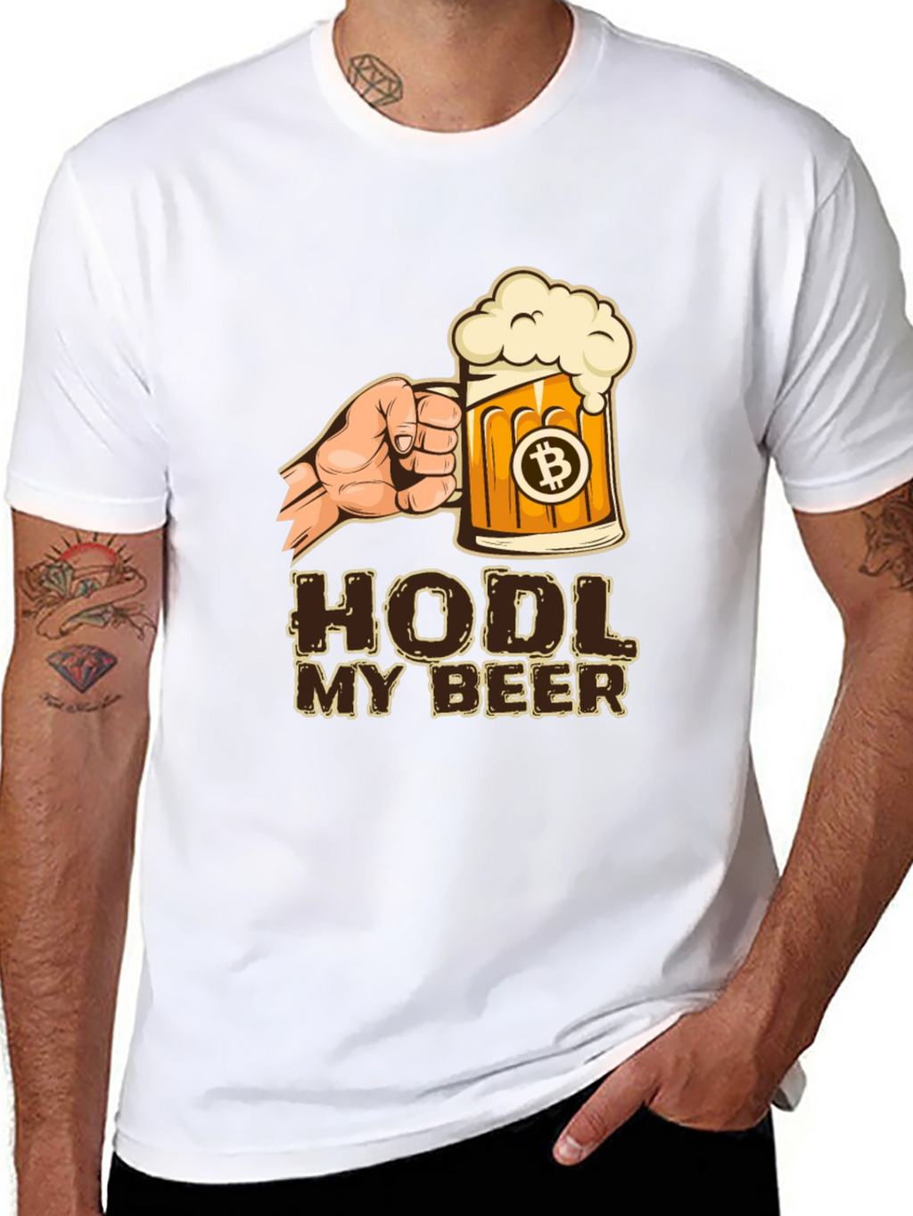HODL My Beer Bitcoin Graphic T-Shirt
