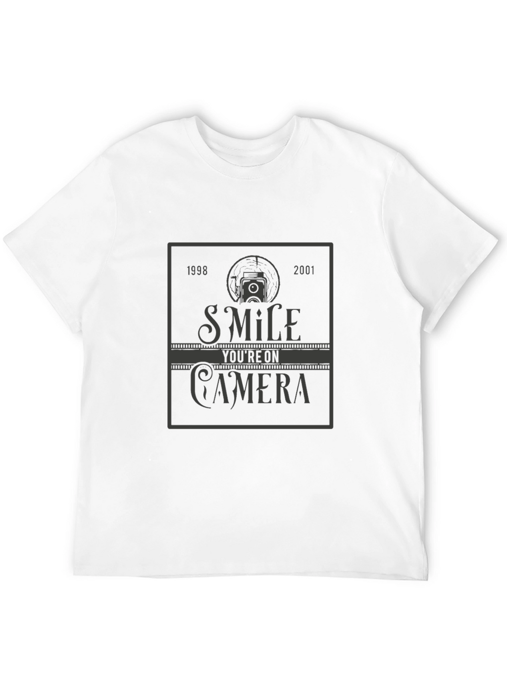 Smile Youre On Camera Black Graphic T-Shirt