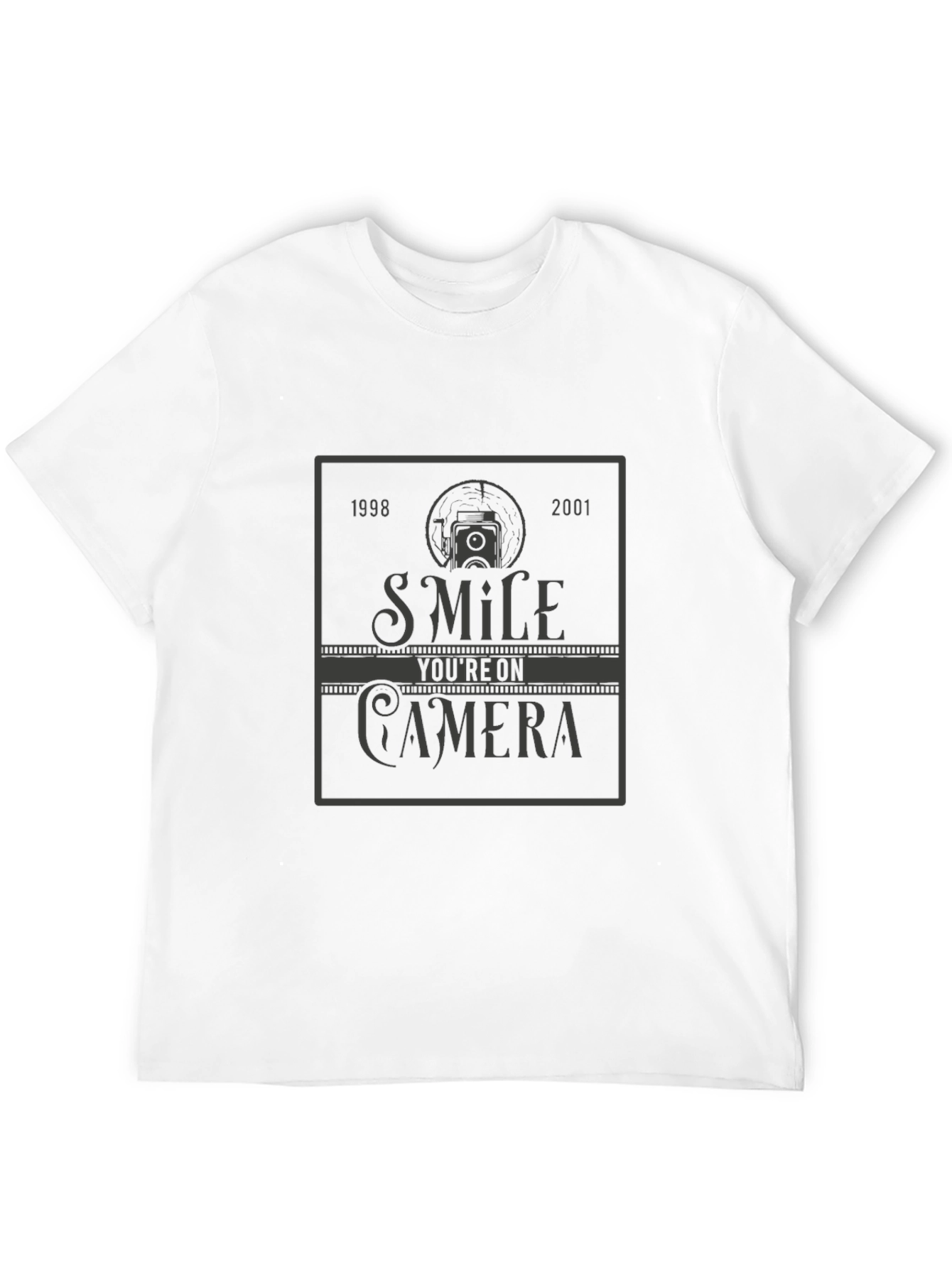 Smile Youre On Camera Black Graphic T-Shirt