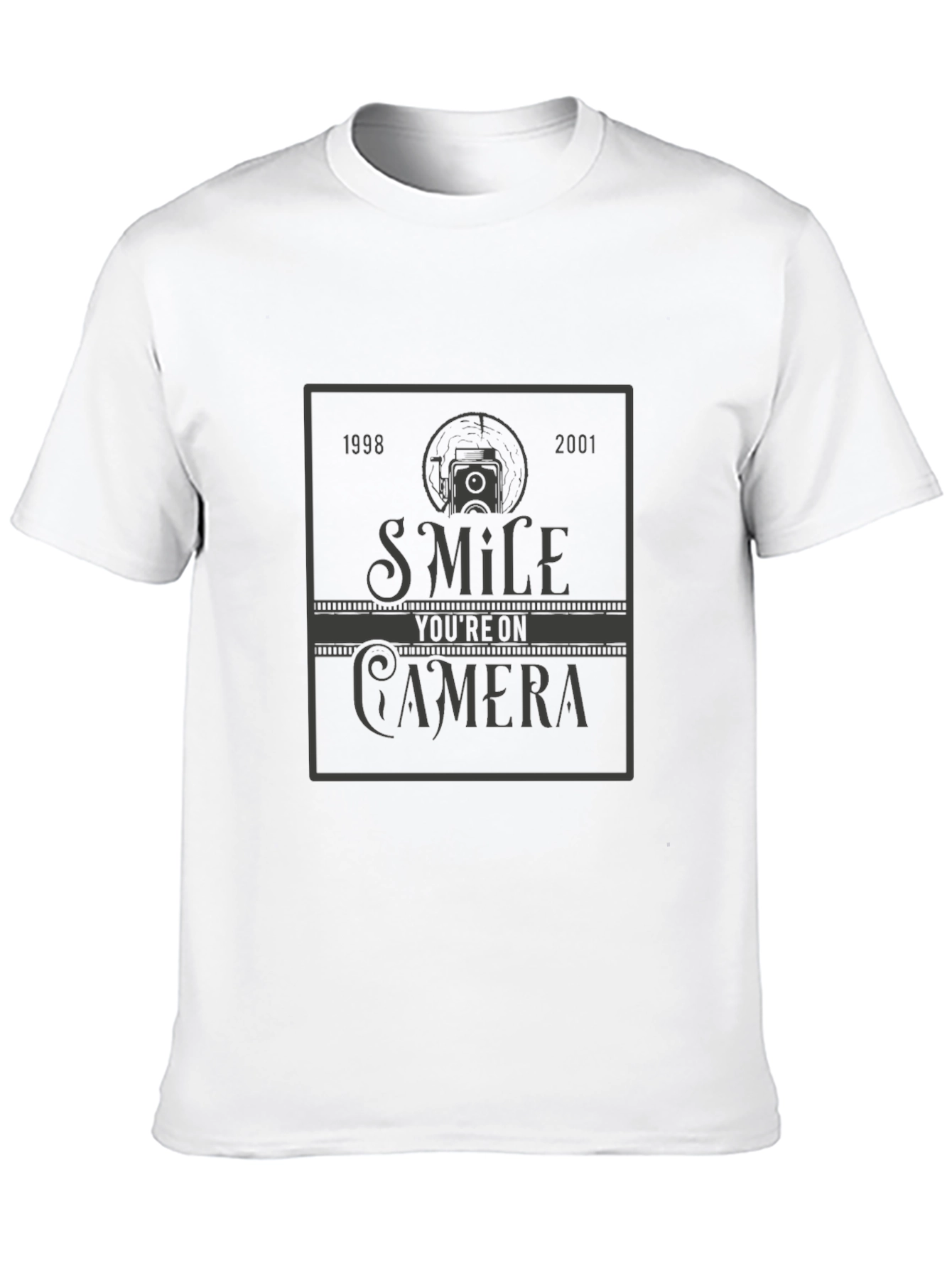 Smile Youre On Camera Black Graphic T-Shirt