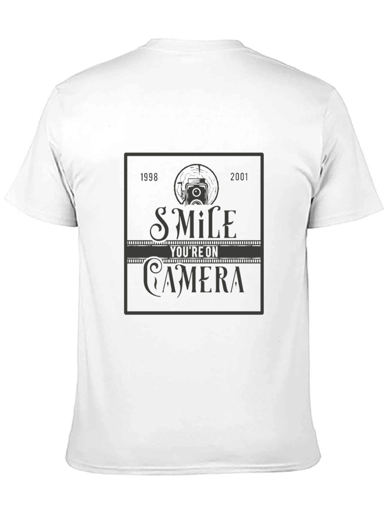 Smile Youre On Camera Black Graphic T-Shirt