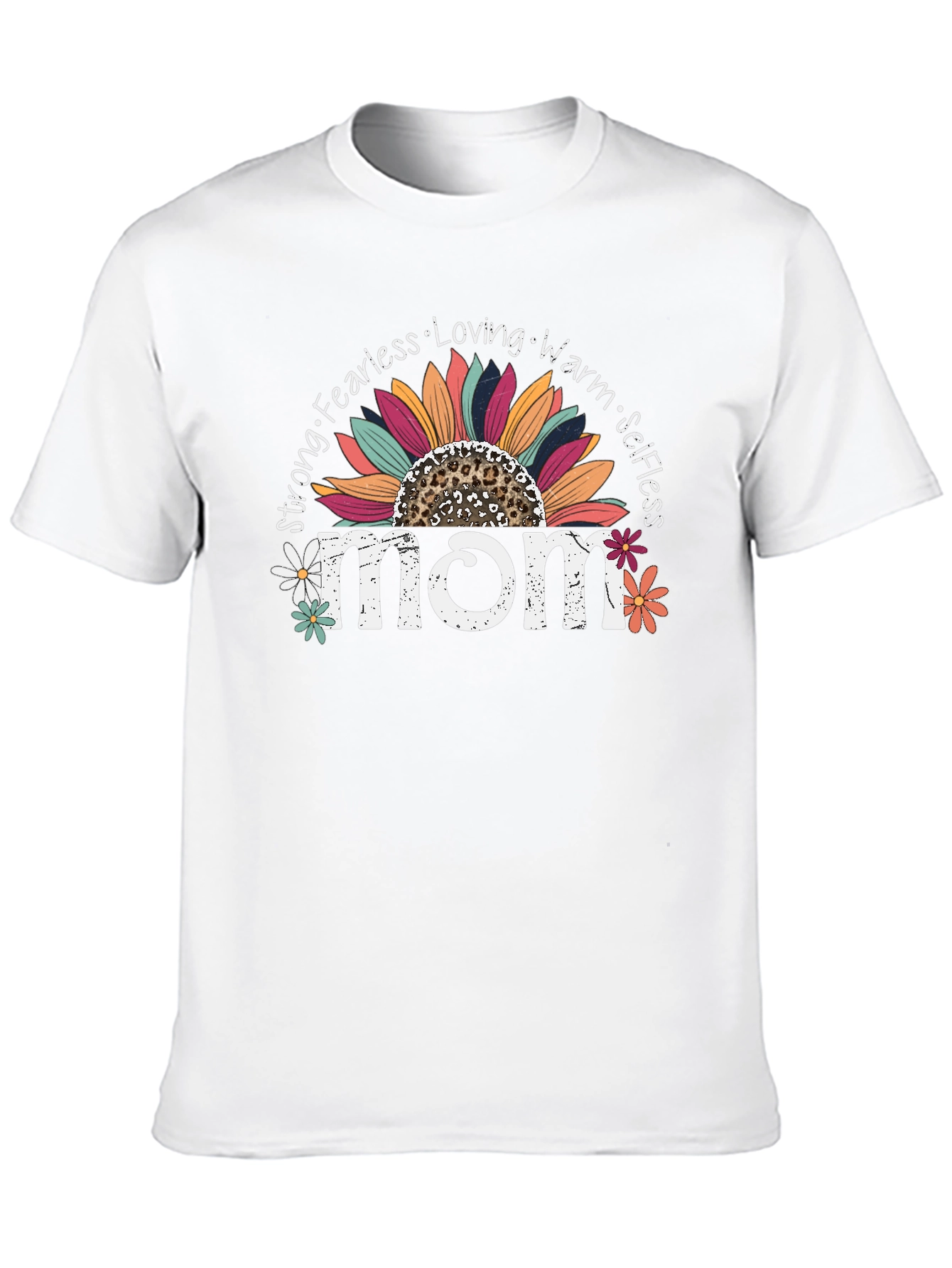 Mom Sunflower Graphic Tee - Strong Fearless Loving Warm