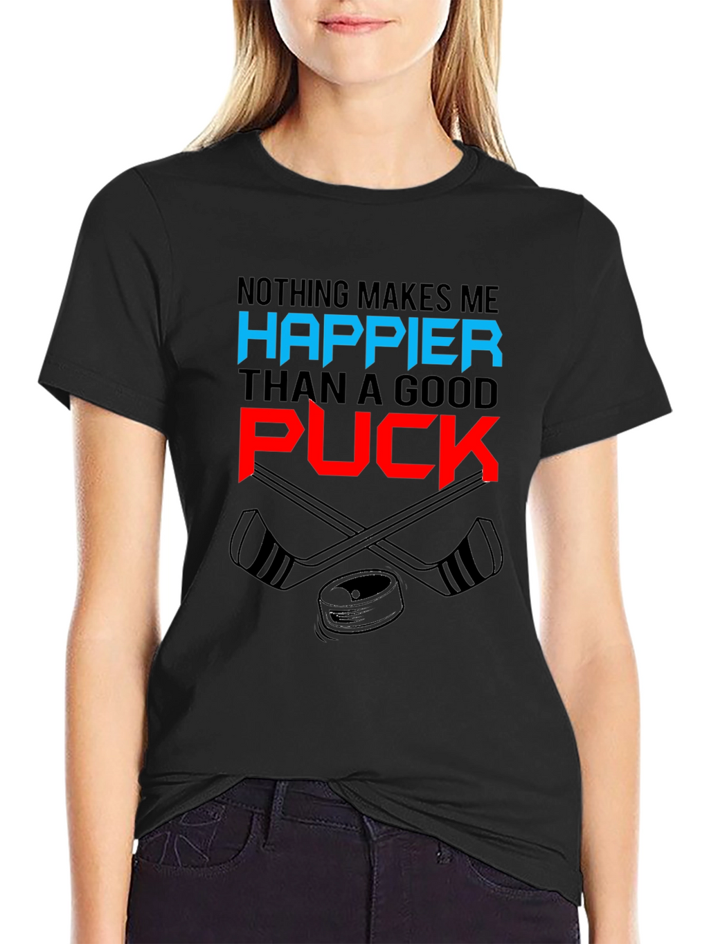 Hockey Fan Graphic Tee - Nothing Makes Me Happier