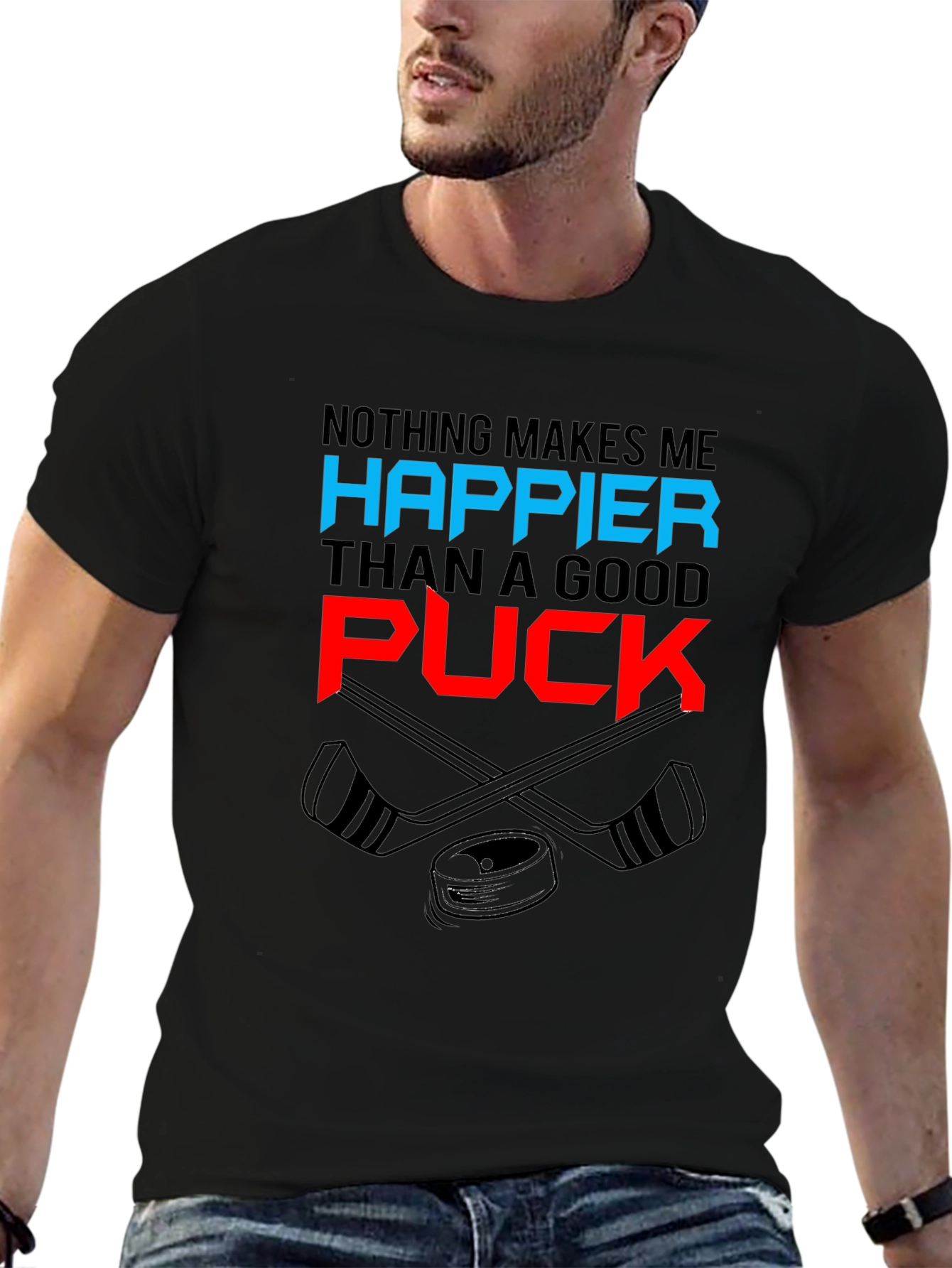 Hockey Fan Graphic Tee - Nothing Makes Me Happier