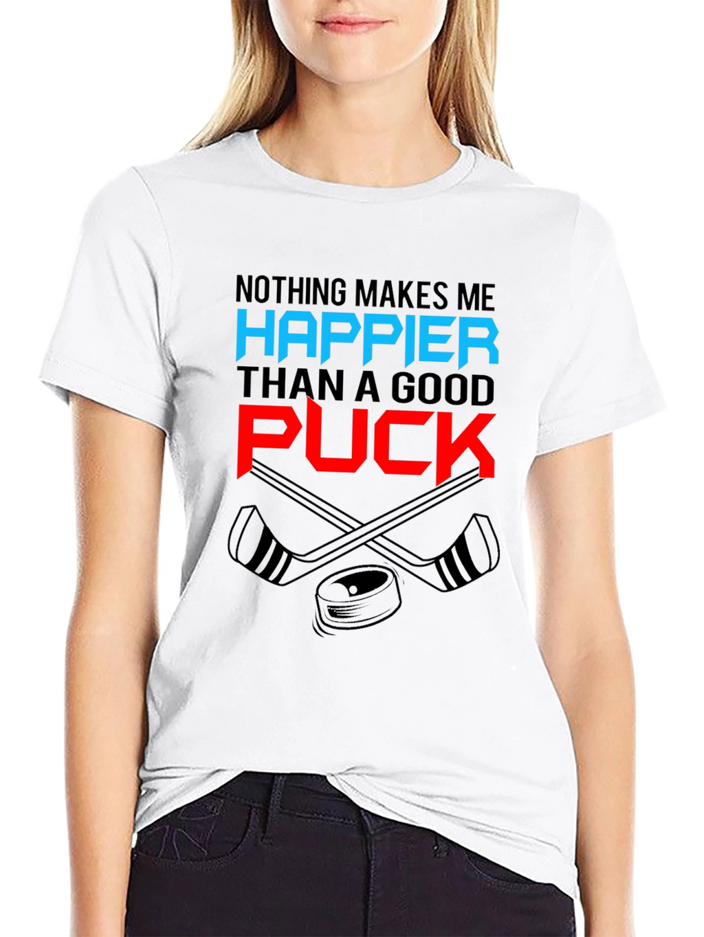 Hockey Fan Graphic Tee - Nothing Makes Me Happier