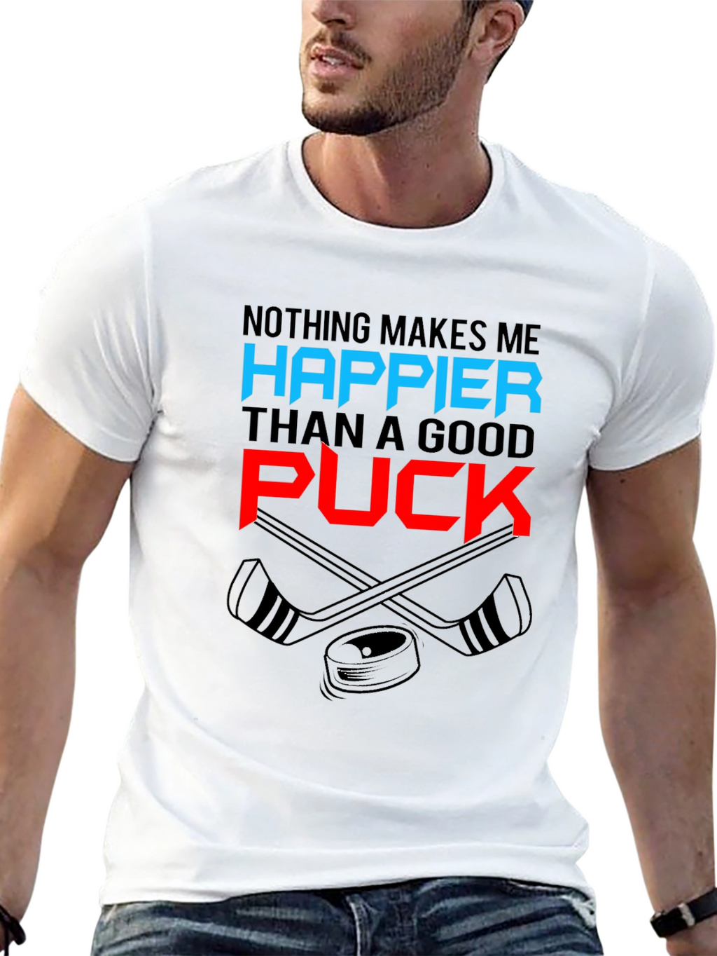 Hockey Fan Graphic Tee - Nothing Makes Me Happier