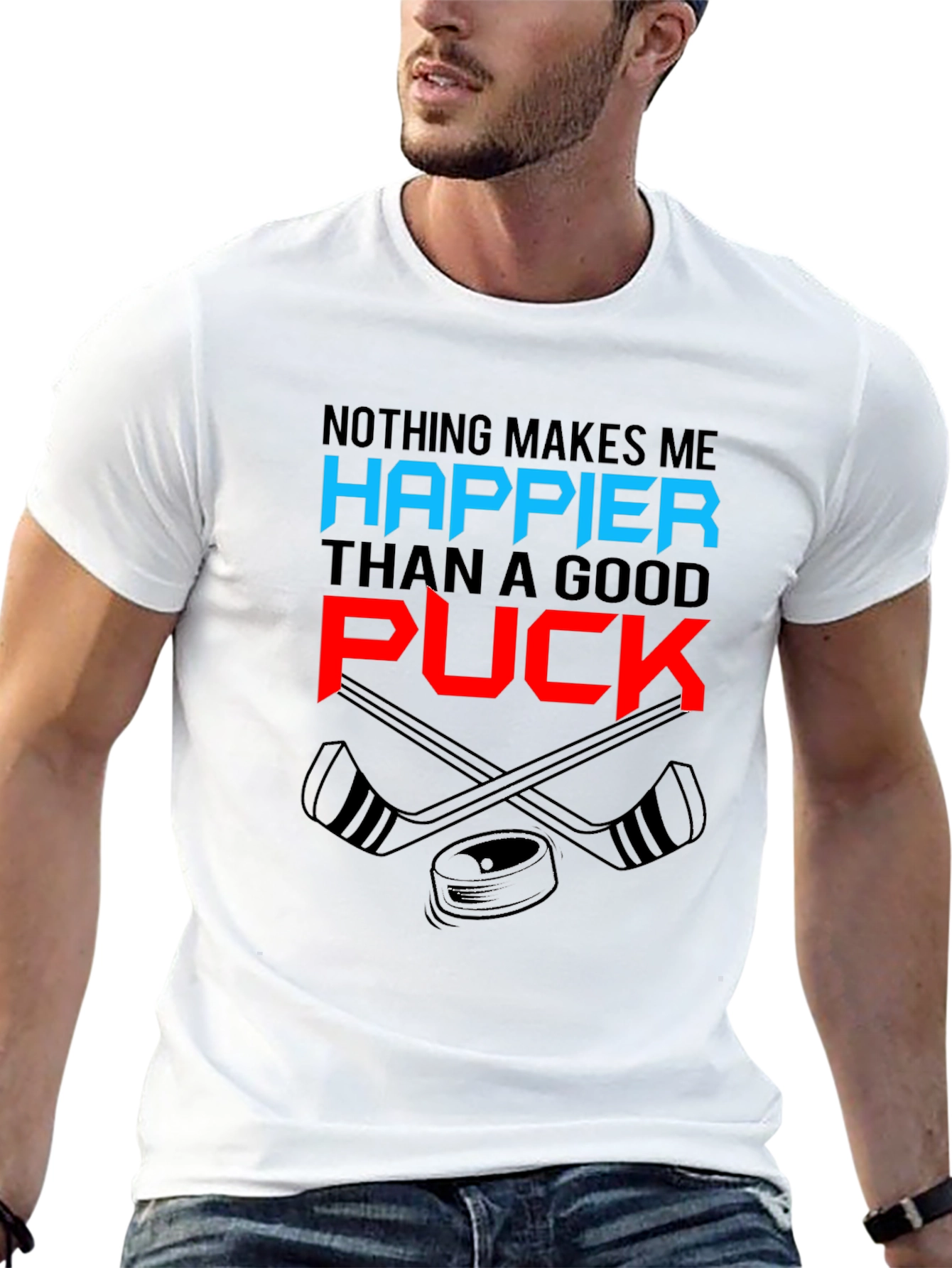 Hockey Fan Graphic Tee - Nothing Makes Me Happier