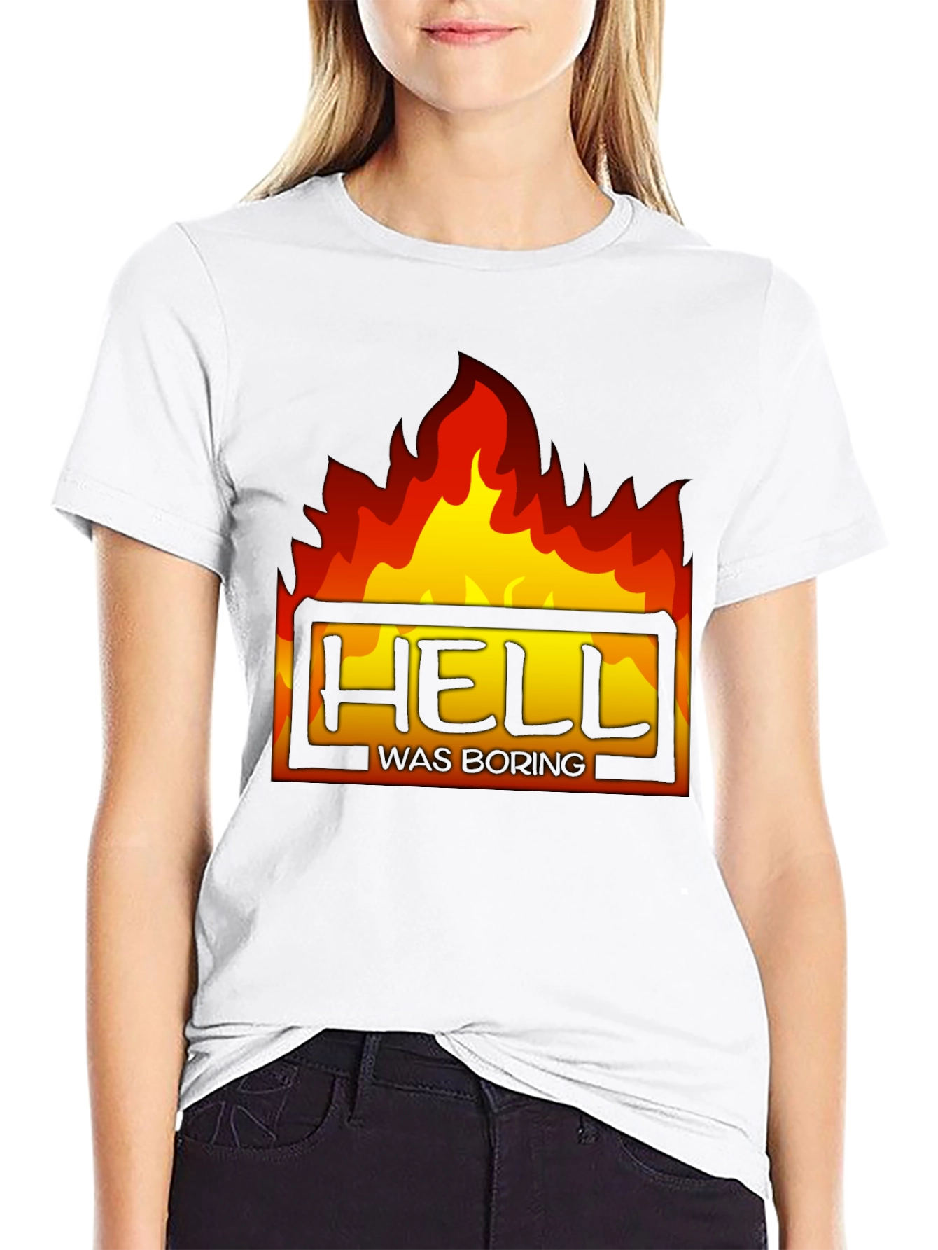 Hell Was Boring Graphic Tee - Black T-Shirt