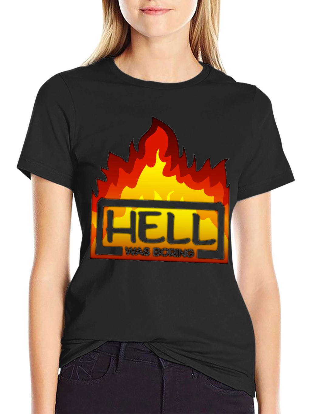 Hell Was Boring Graphic Tee - Black T-Shirt