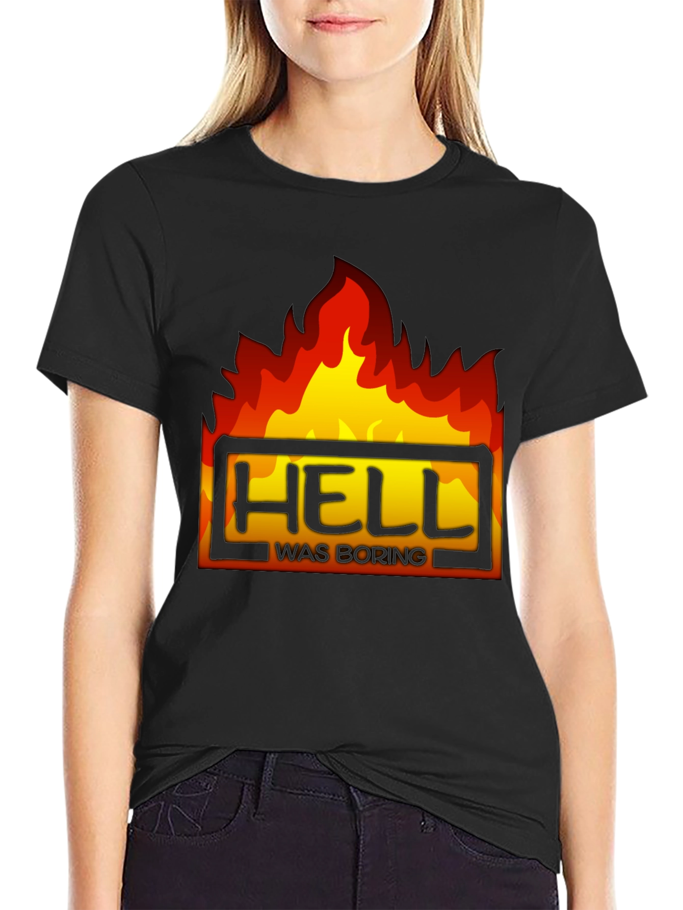 Hell Was Boring Graphic Tee - Black T-Shirt