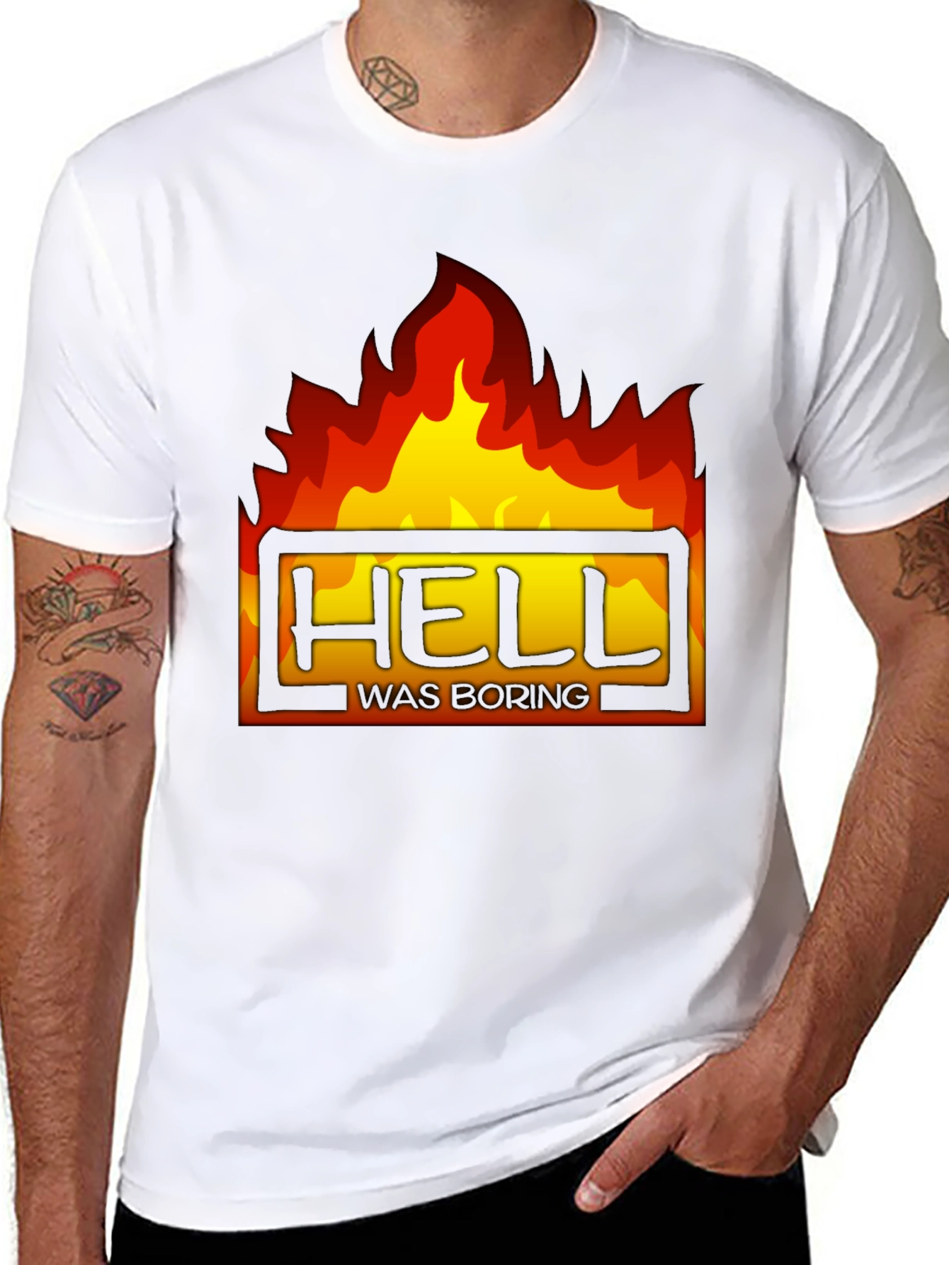 Hell Was Boring Graphic Tee - Black T-Shirt