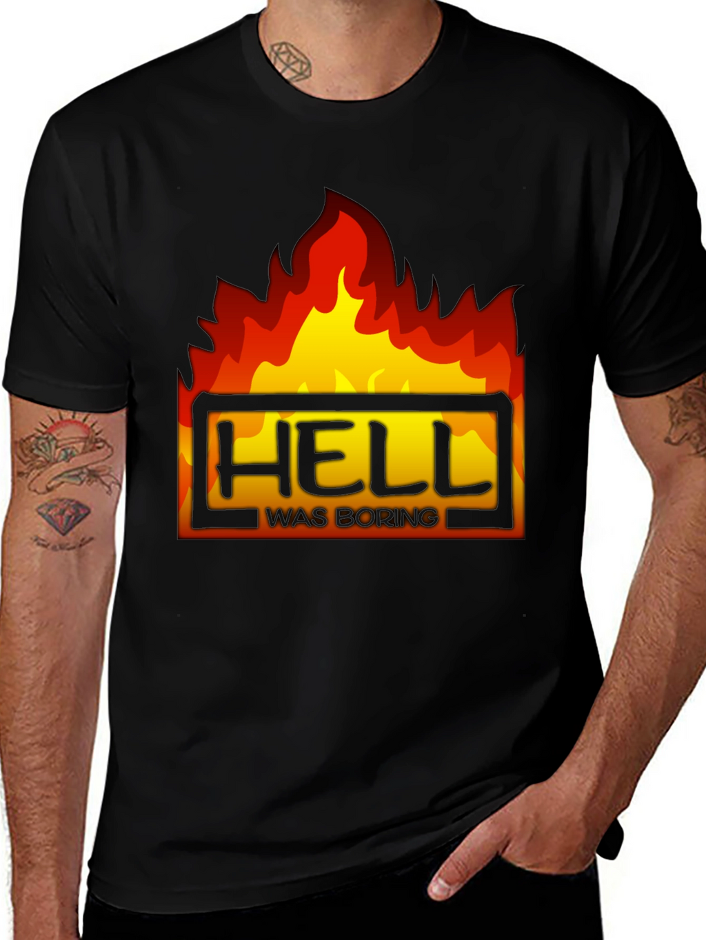 Hell Was Boring Graphic Tee - Black T-Shirt