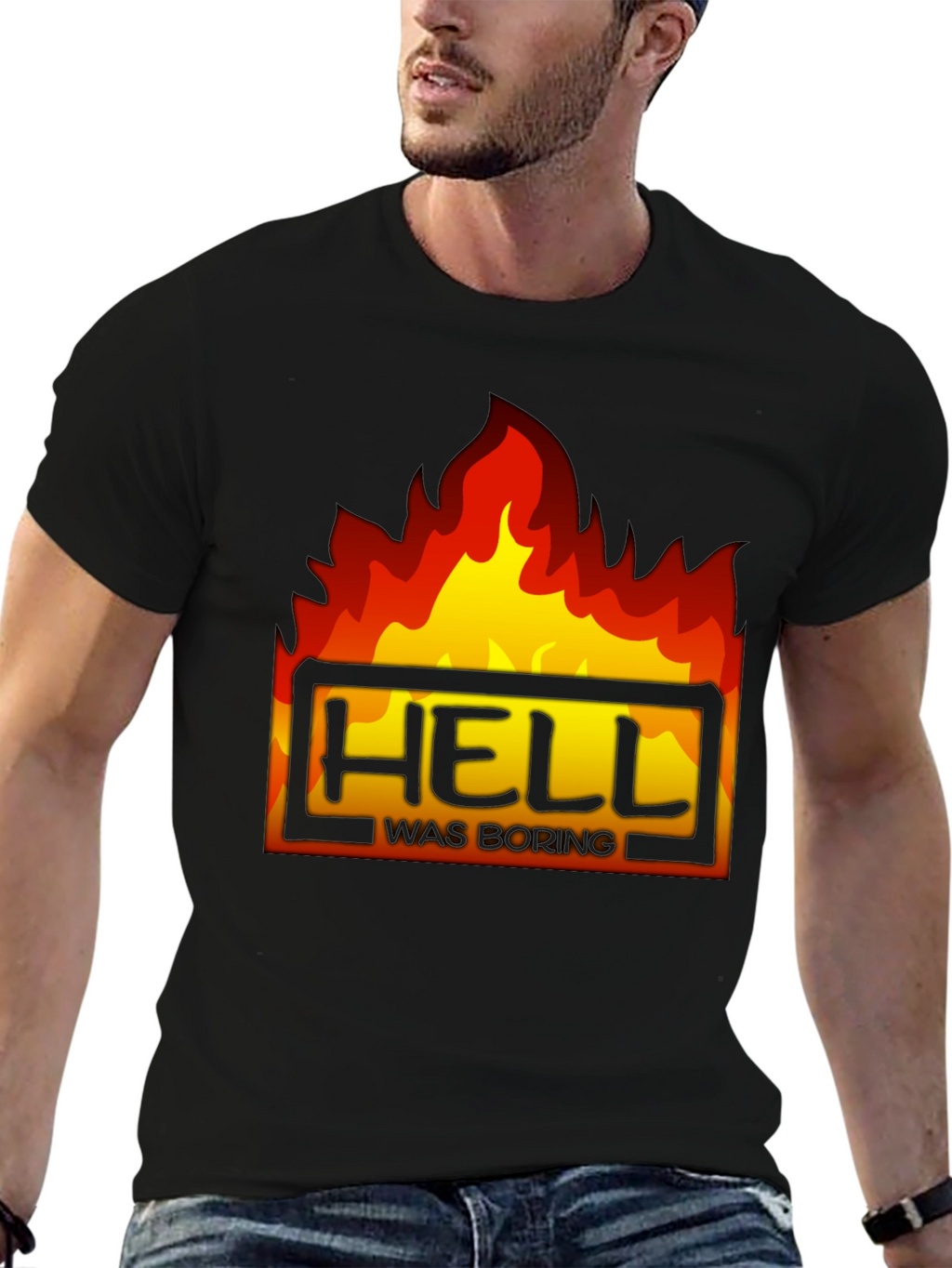 Hell Was Boring Graphic Tee - Black T-Shirt