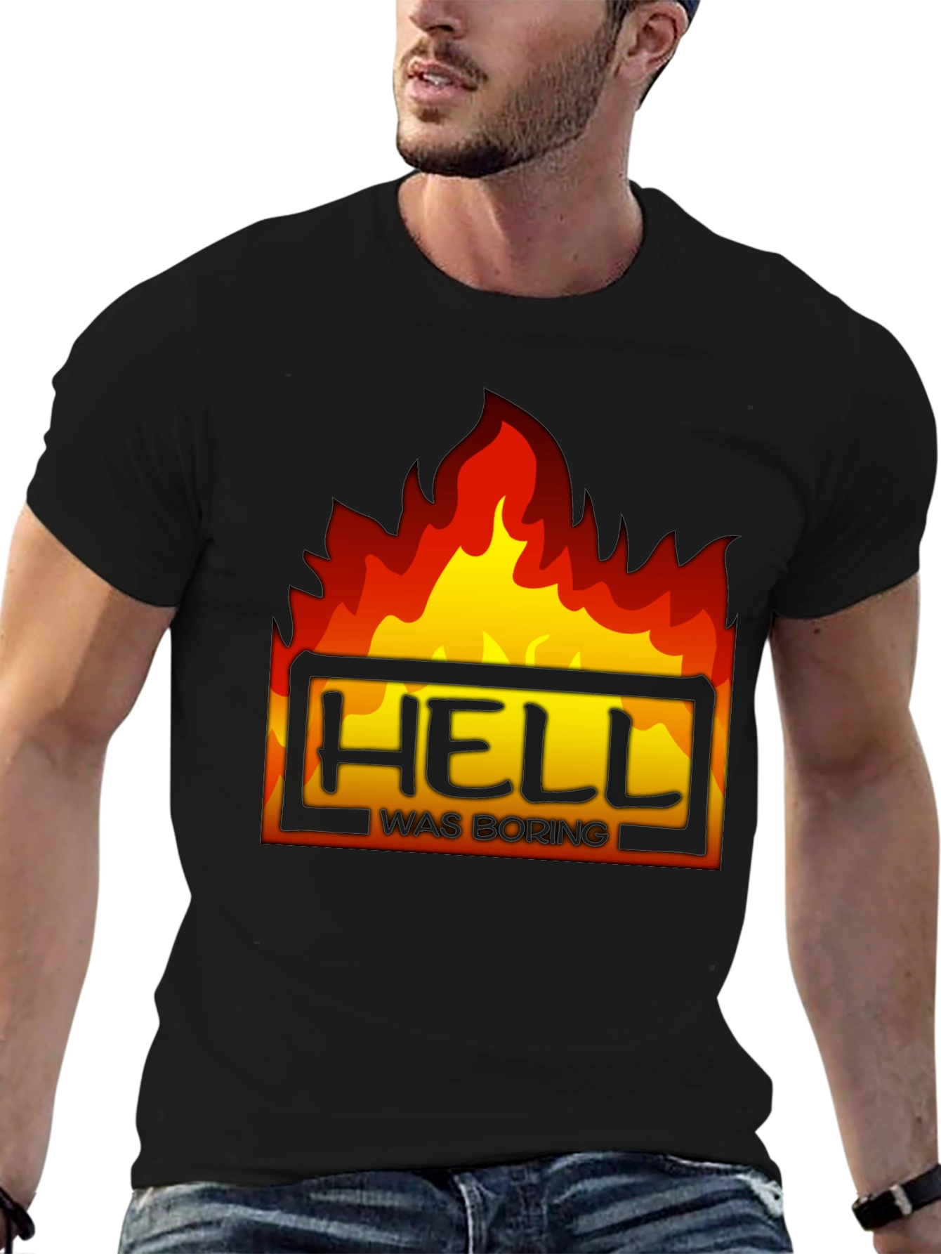 Hell Was Boring Graphic Tee - Black T-Shirt