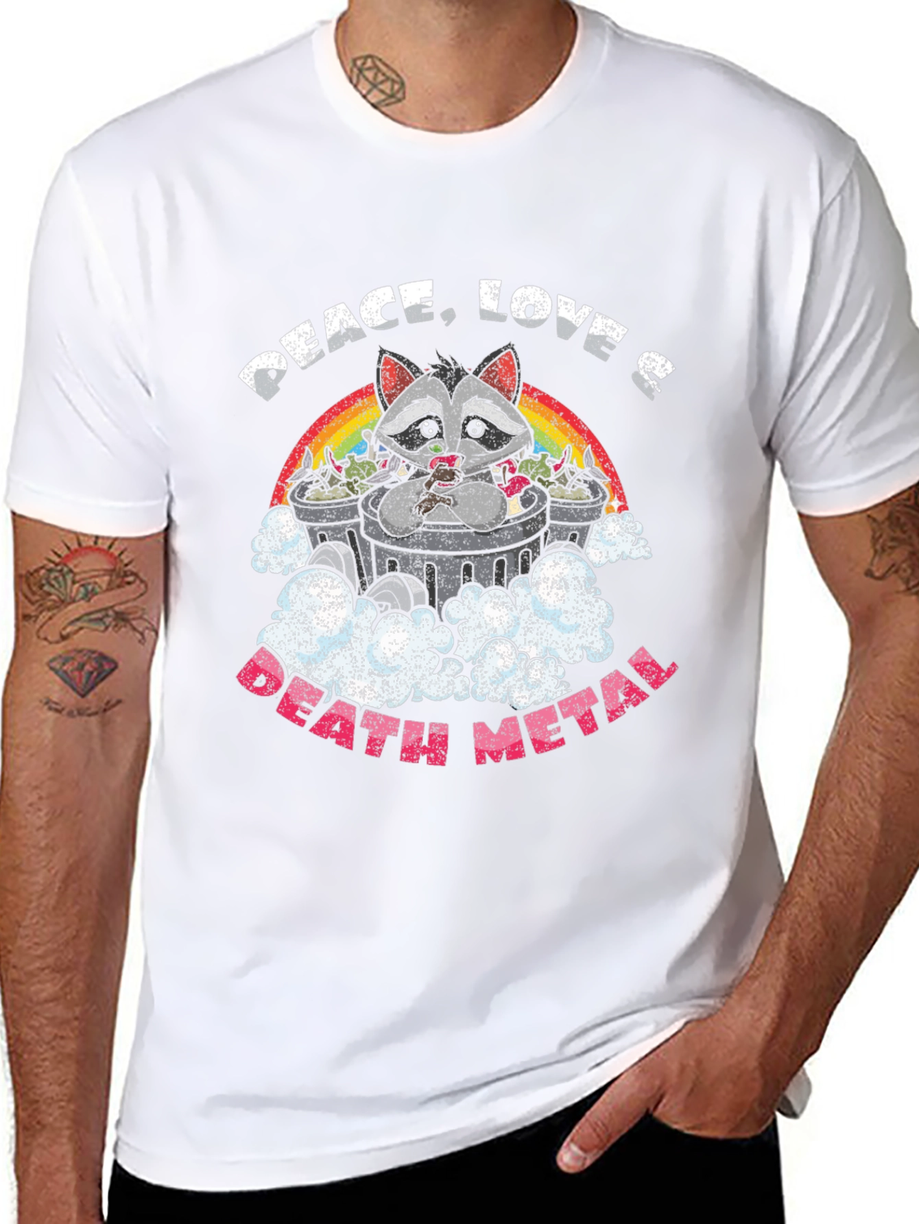 Peace Love Death Metal Raccoon T-Shirt