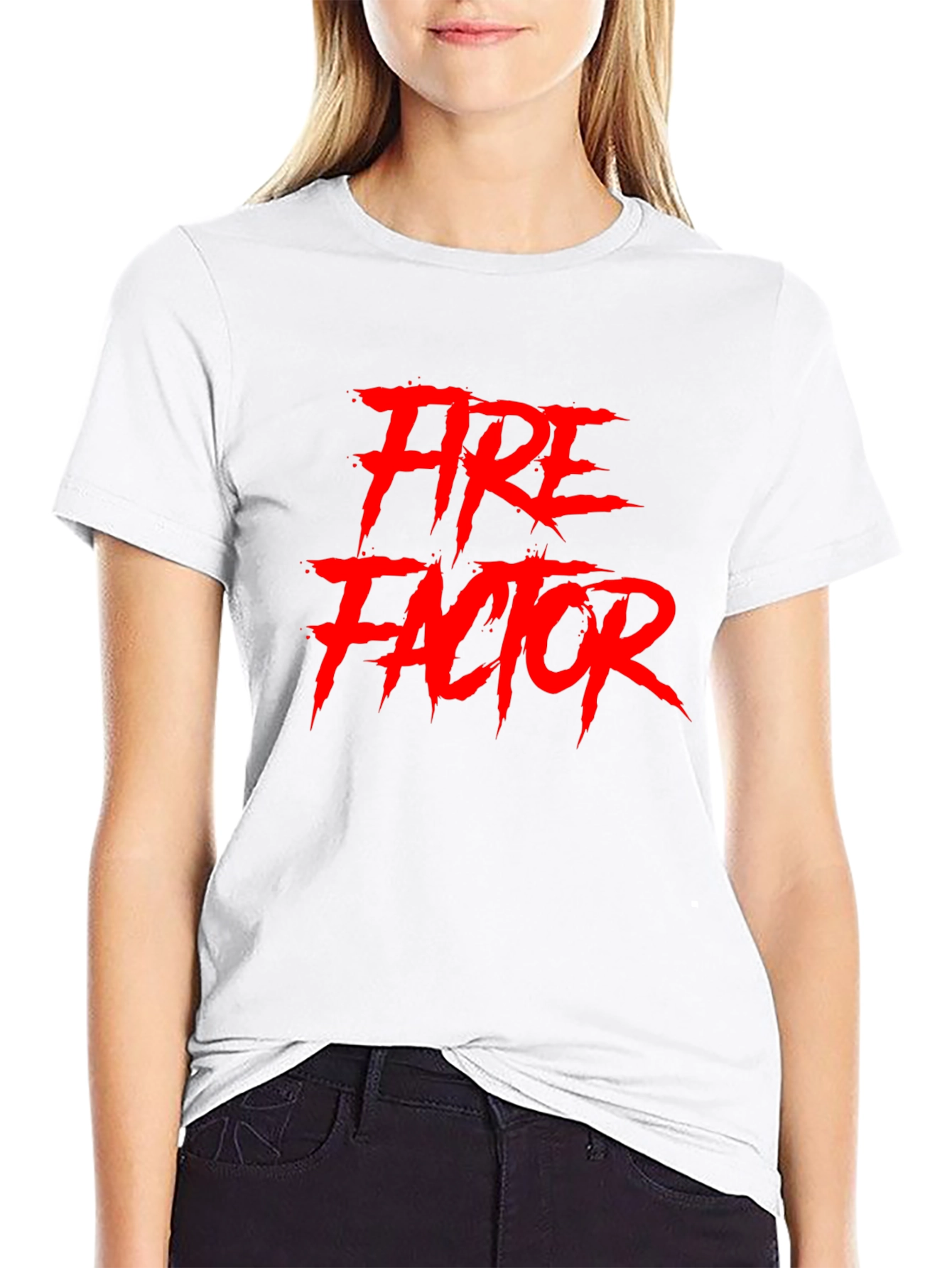 Fire Factor Graphic Tee - Bold Red Print on Black