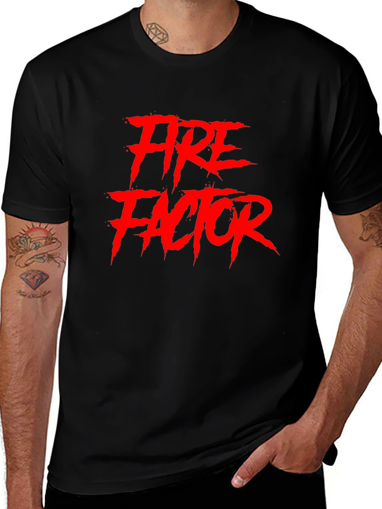 Fire Factor Graphic Tee - Bold Red Print on Black