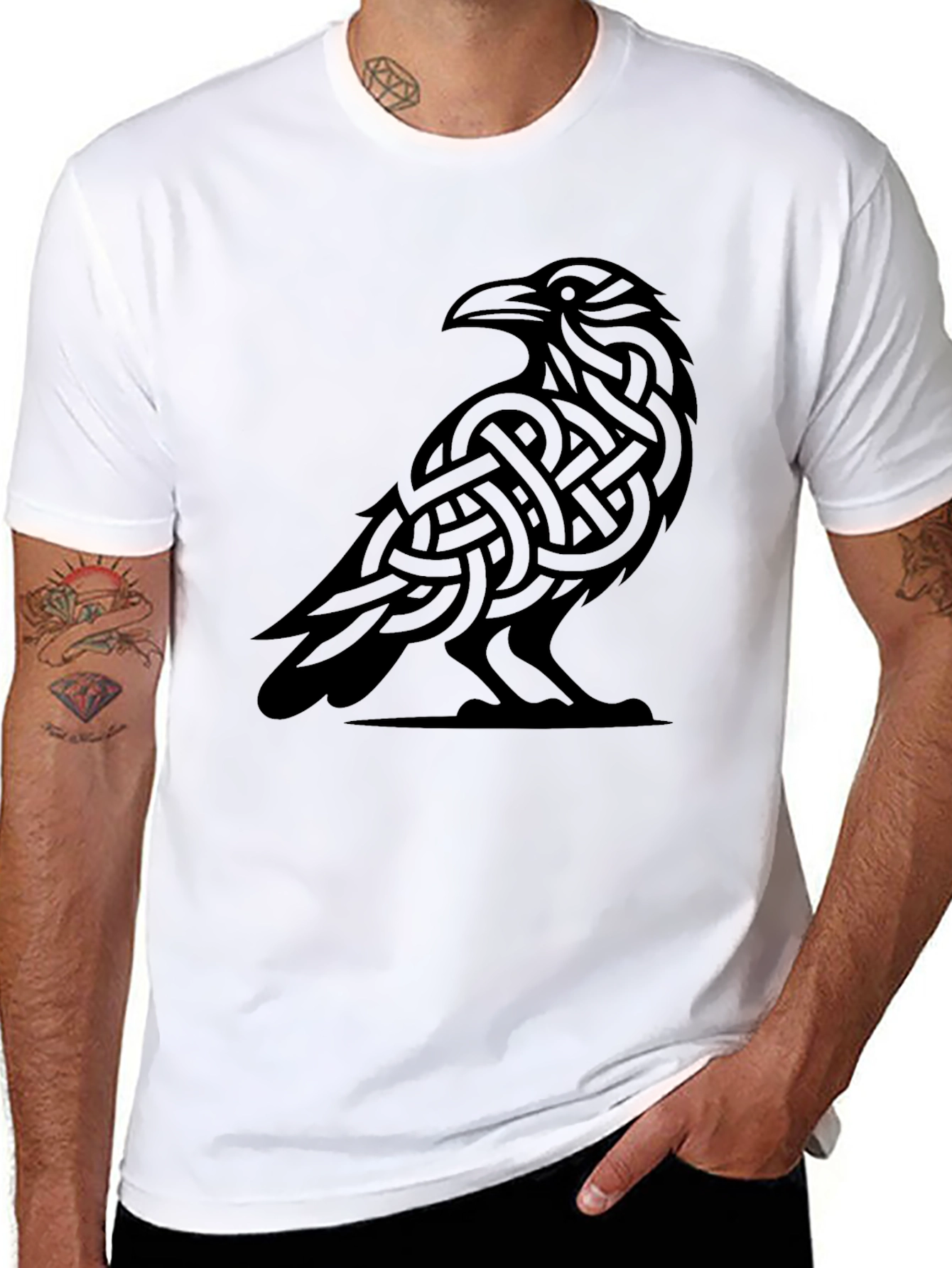 Celtic Raven Graphic Tee - Black Viking Bird T-Shirt