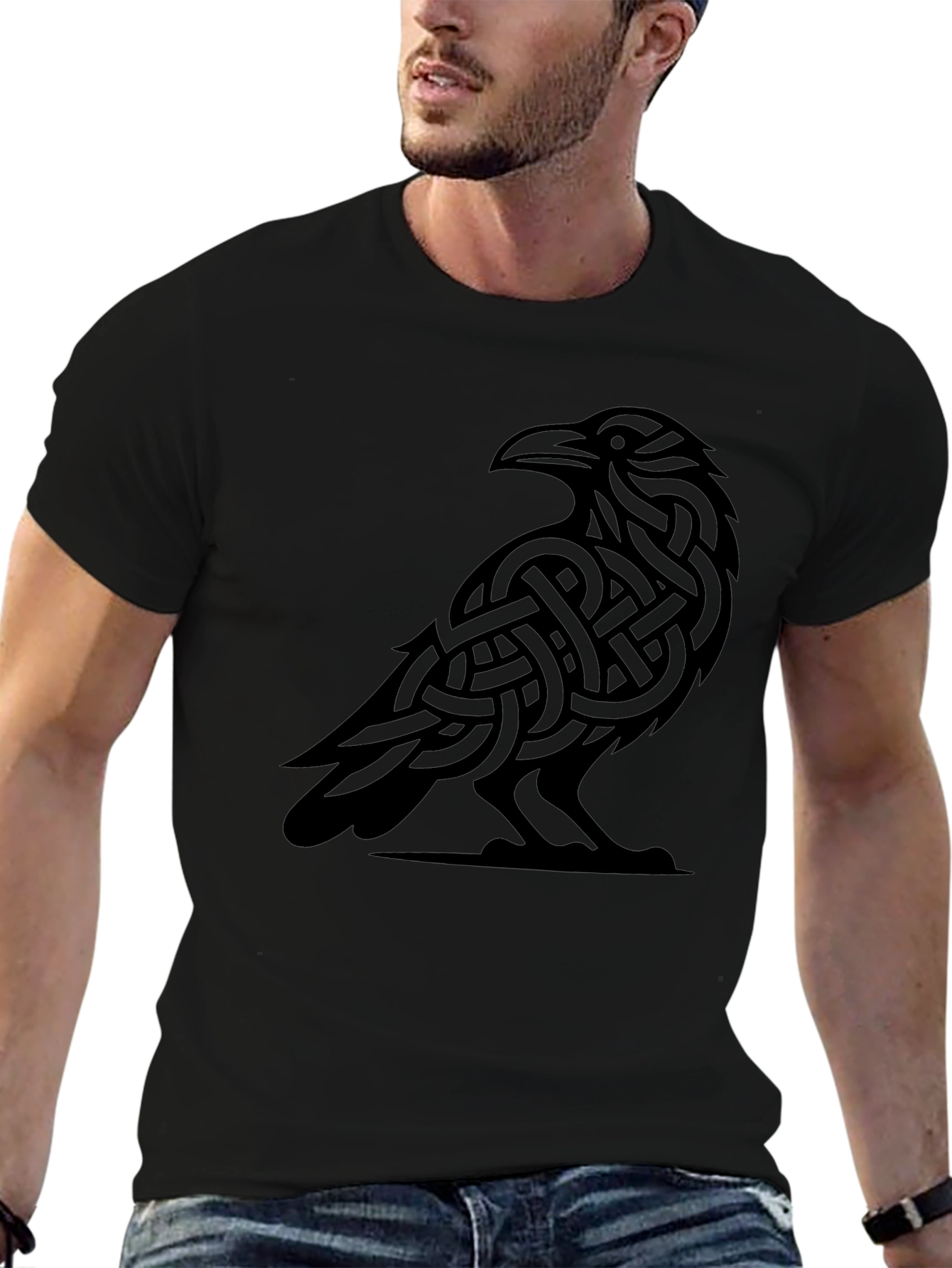 Celtic Raven Graphic Tee - Black Viking Bird T-Shirt
