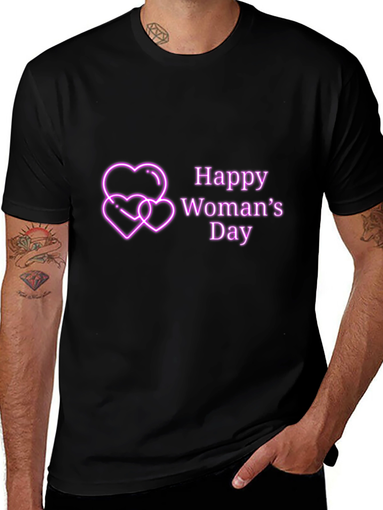Happy Womans Day Tee - Black Graphic T-Shirt