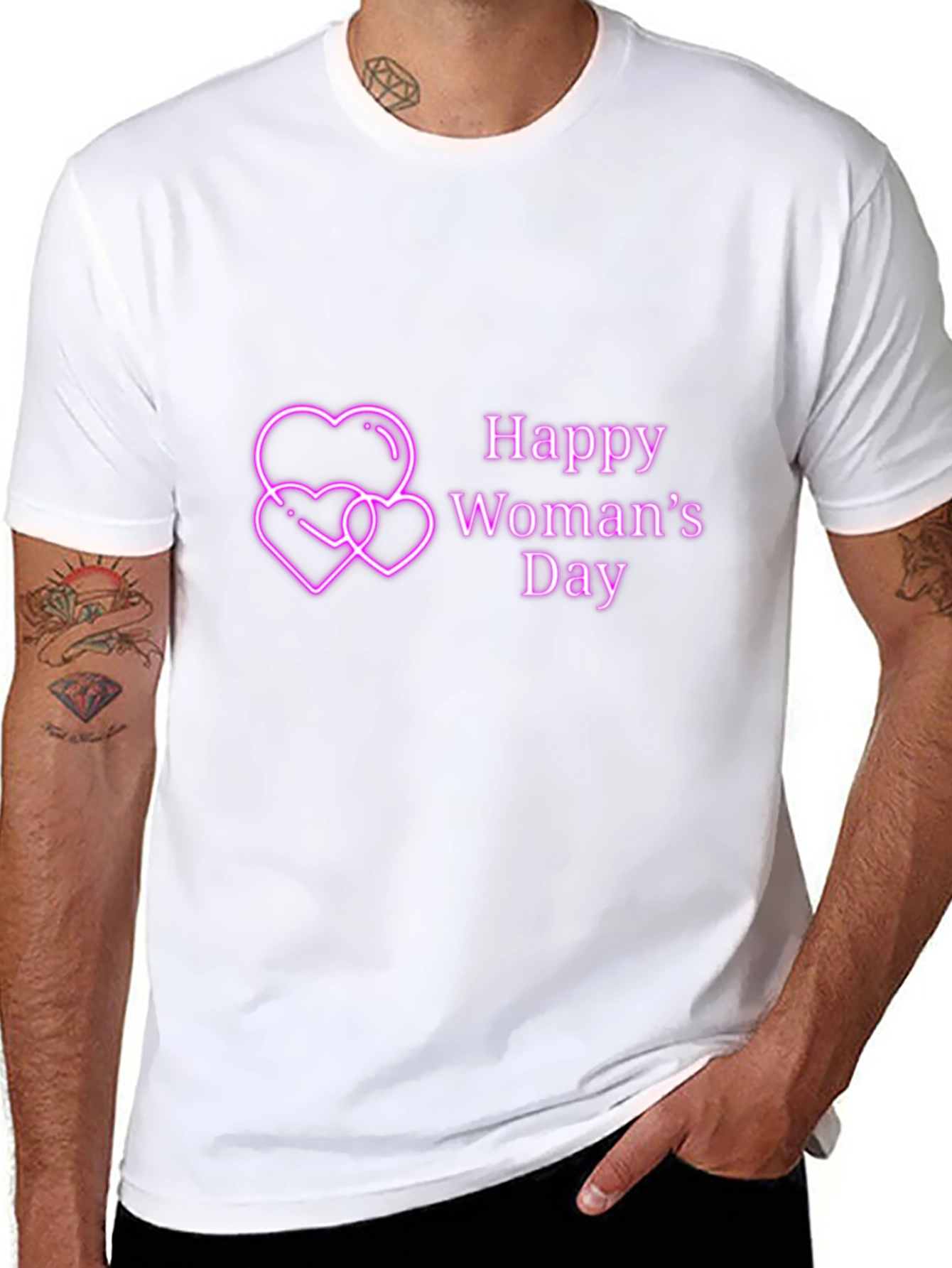 Happy Womans Day Tee - Black Graphic T-Shirt