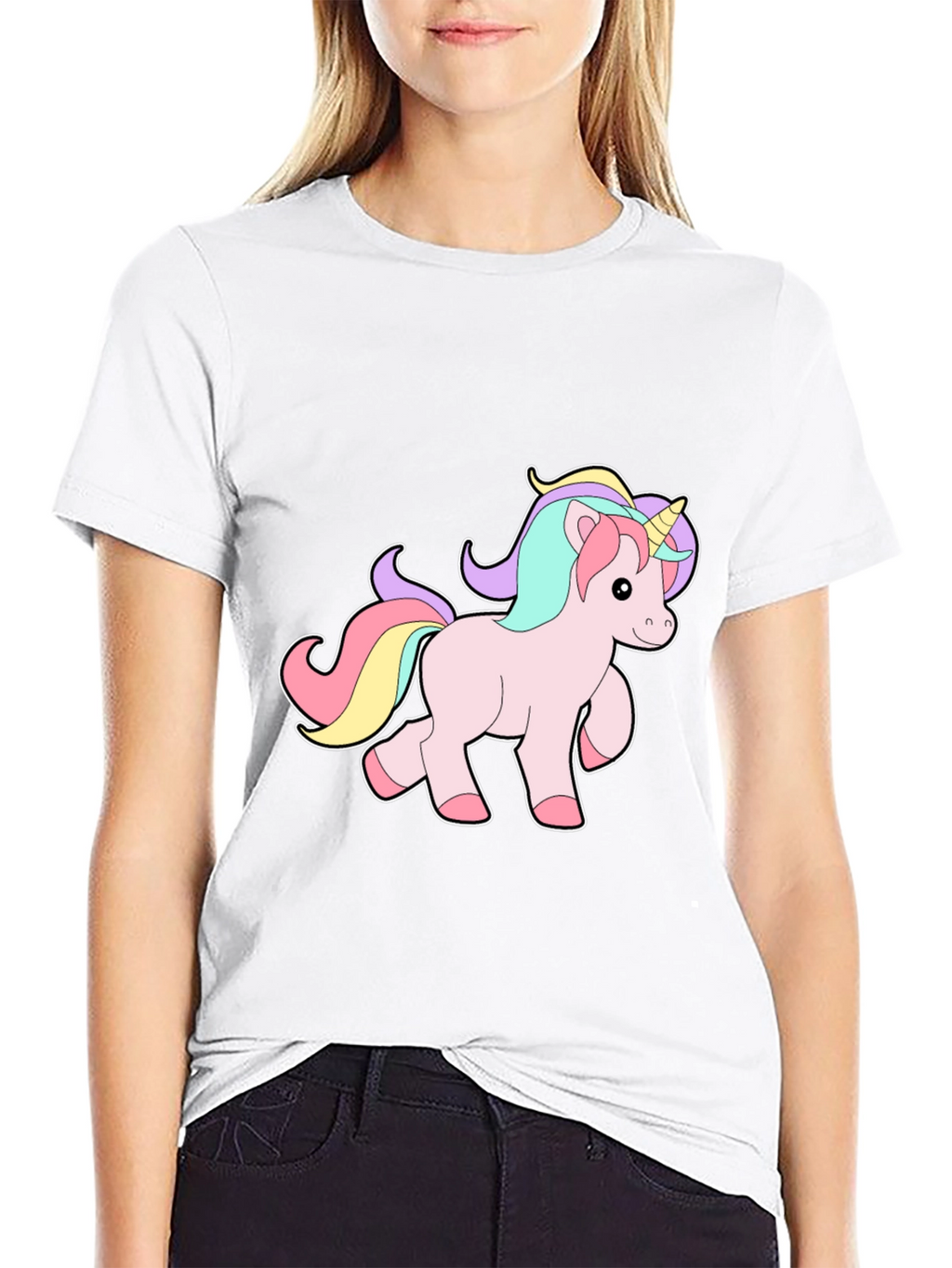 Unicorn Graphic Print Black T-Shirt