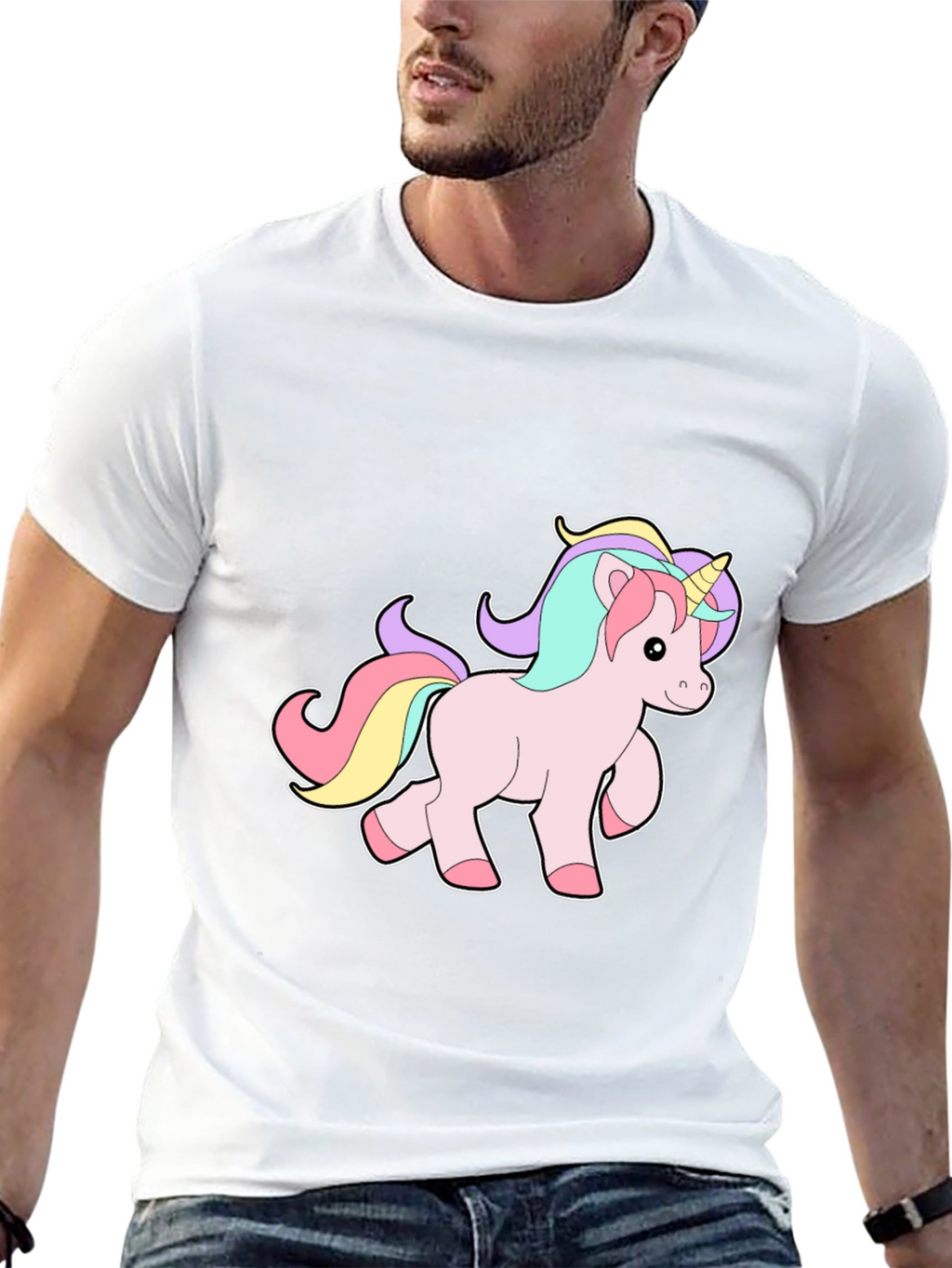 Unicorn Graphic Print Black T-Shirt