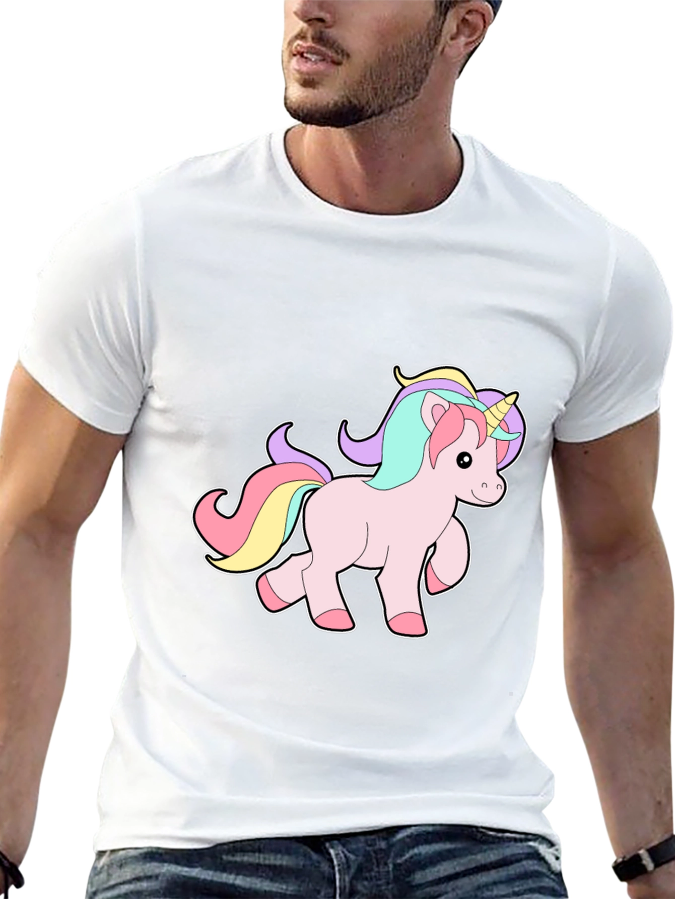 Unicorn Graphic Print Black T-Shirt