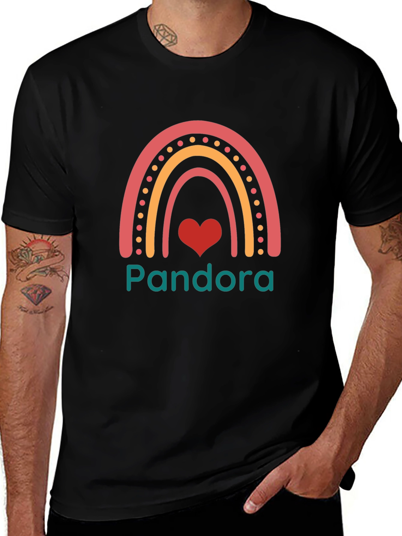 Pandora Rainbow Heart Tee - Custom Name Shirt