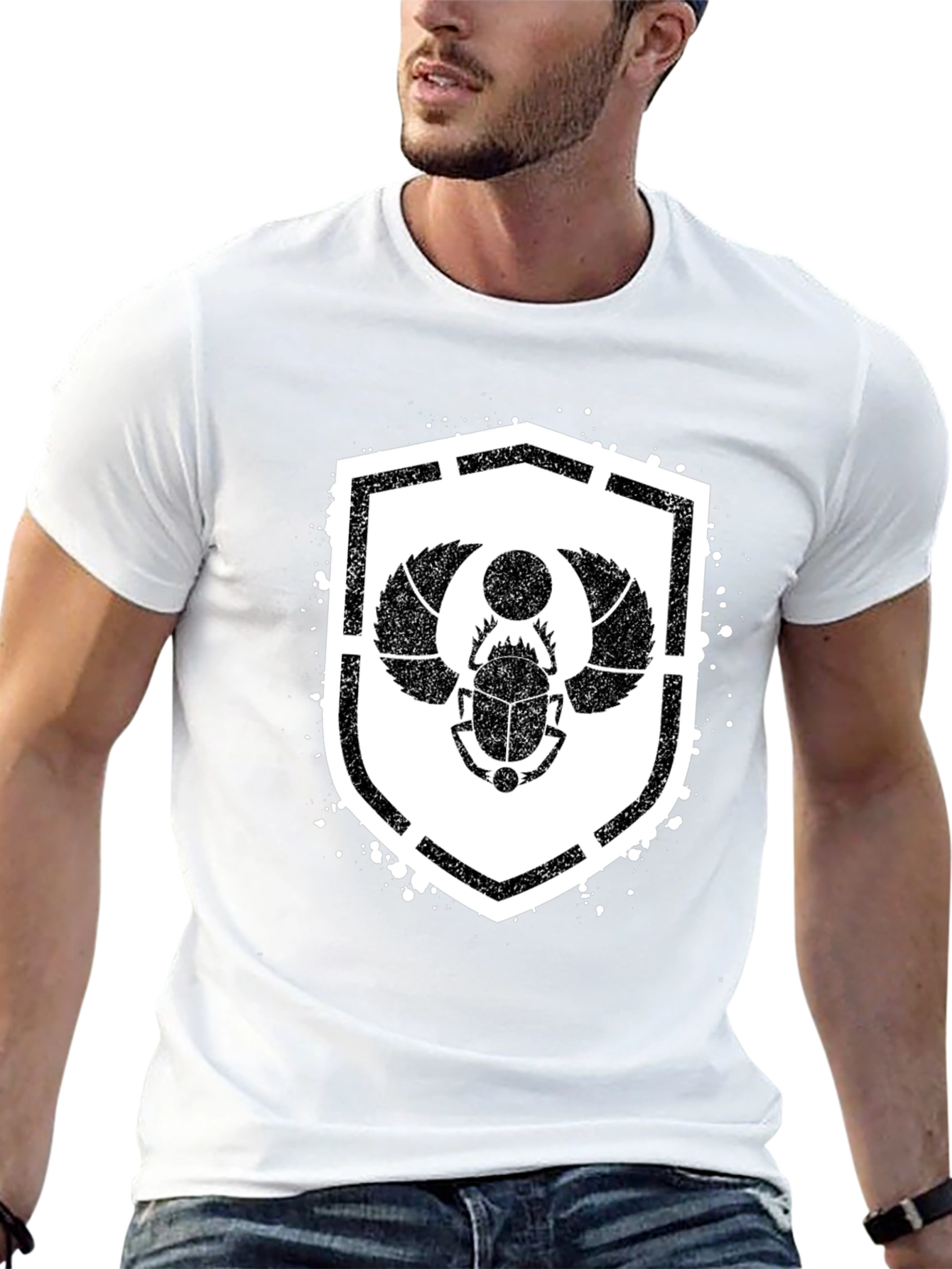 Egyptian Scarab Beetle Shield Graphic T-Shirt