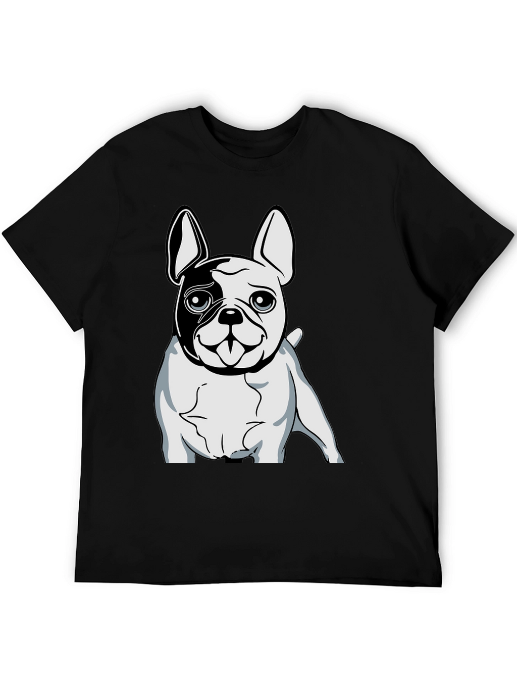Black T-Shirt with Bulldog Graphic Print