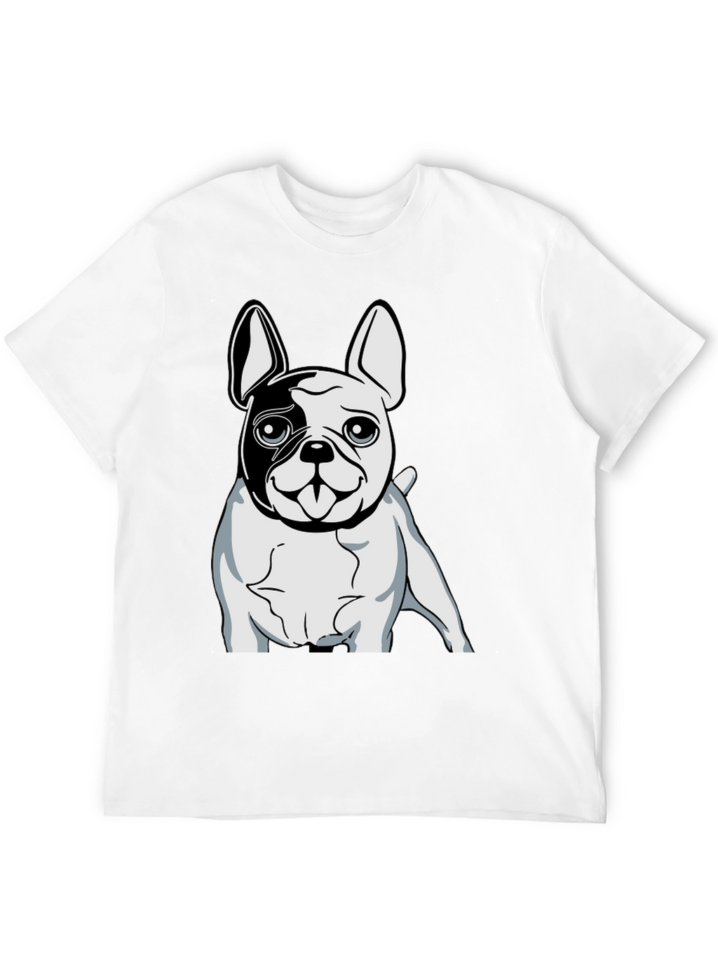 Black T-Shirt with Bulldog Graphic Print