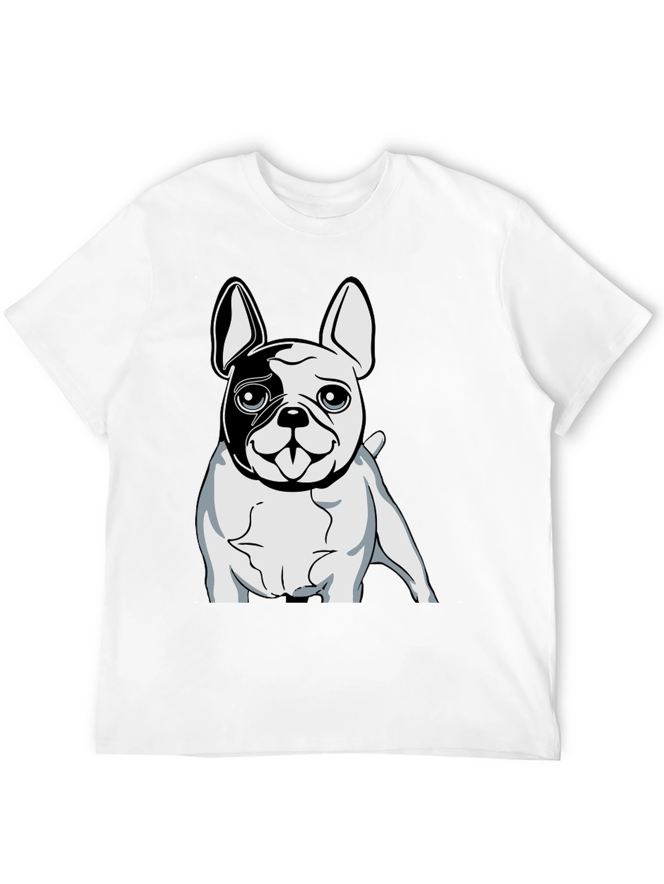 Black T-Shirt with Bulldog Graphic Print
