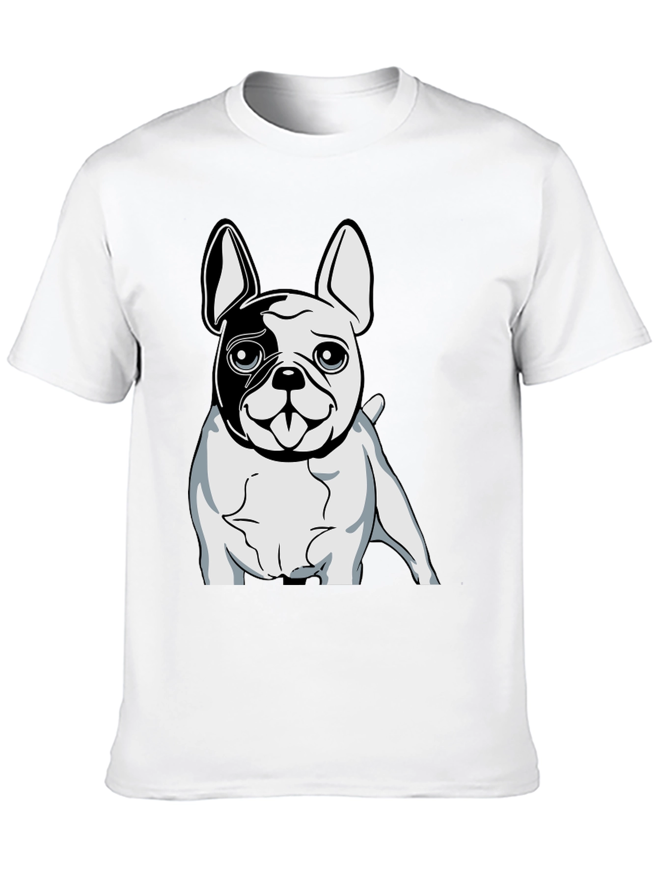 Black T-Shirt with Bulldog Graphic Print