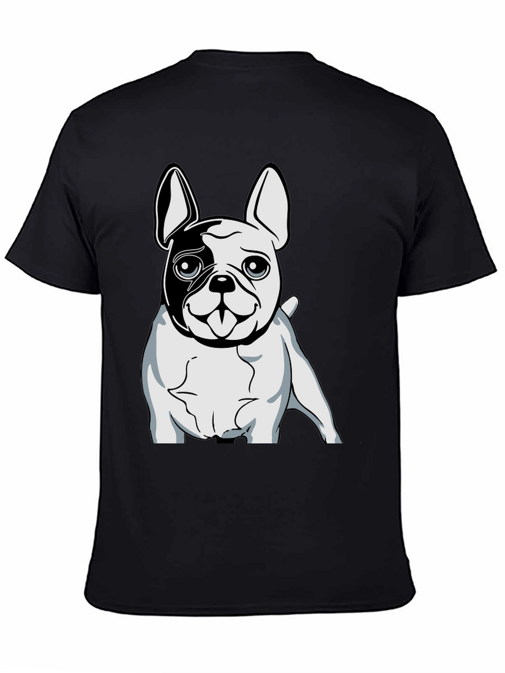 Black T-Shirt with Bulldog Graphic Print